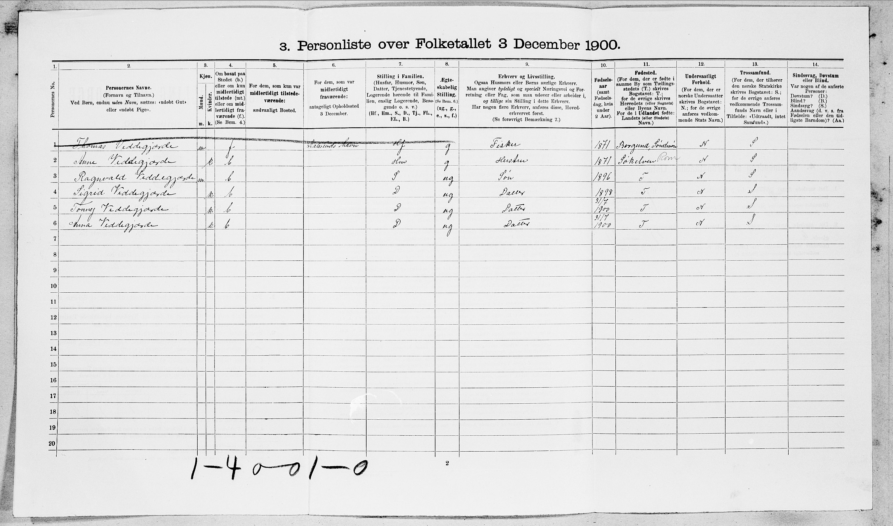 SAT, 1900 census for Ålesund, 1900, p. 4749