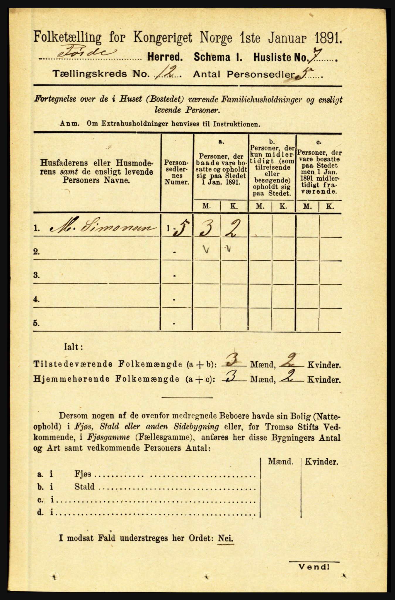 RA, 1891 census for 1432 Førde, 1891, p. 4252