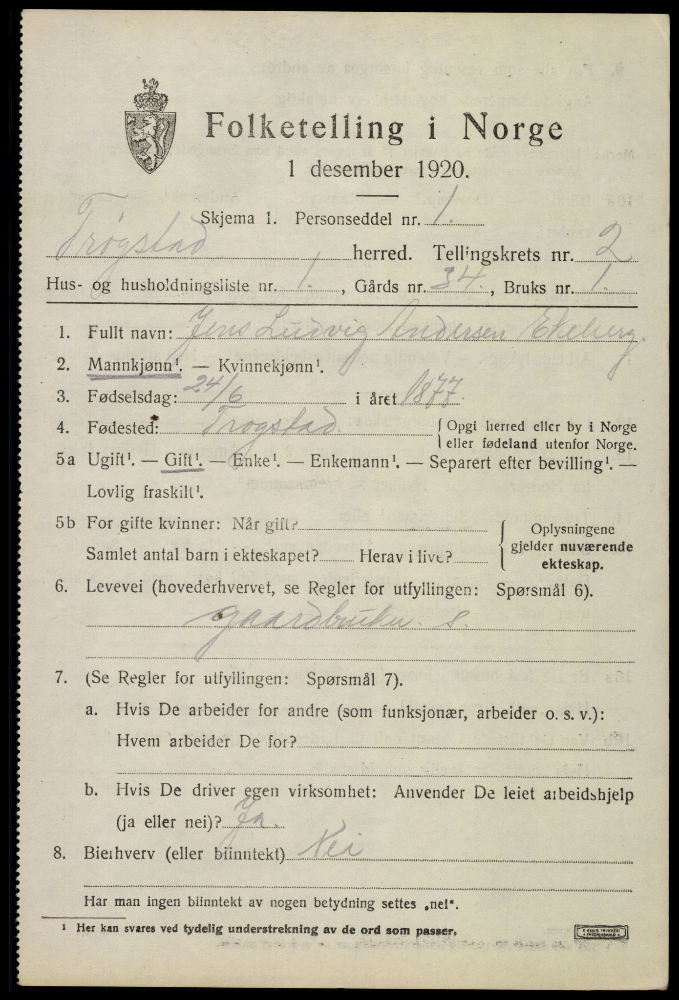 SAO, 1920 census for Trøgstad, 1920, p. 2078