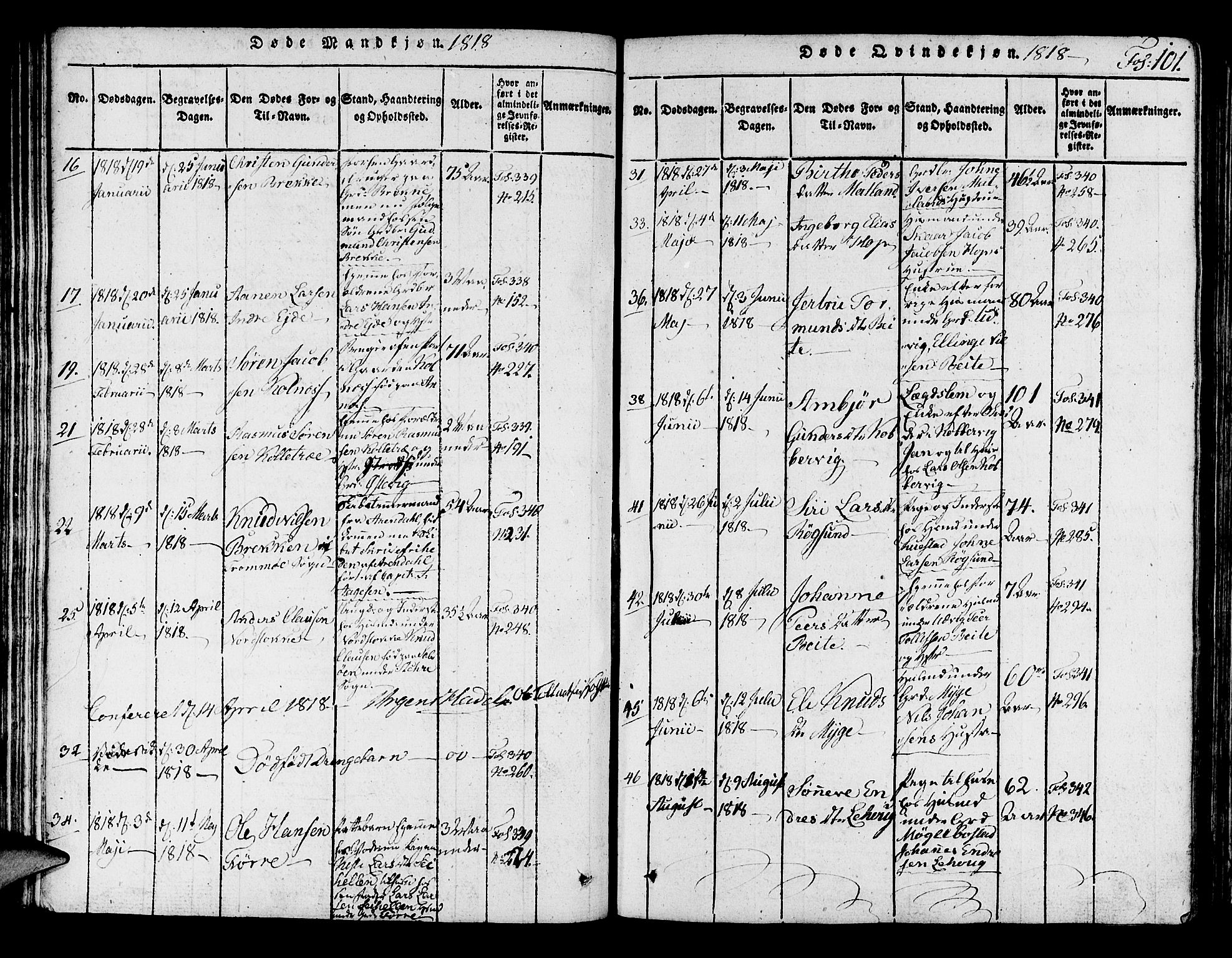 Avaldsnes sokneprestkontor, AV/SAST-A -101851/H/Ha/Haa/L0004: Parish register (official) no. A 4, 1816-1825, p. 101