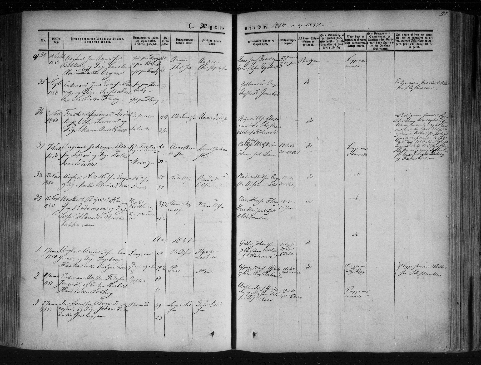 Aremark prestekontor Kirkebøker, SAO/A-10899/F/Fc/L0003: Parish register (official) no. III 3, 1850-1865, p. 195