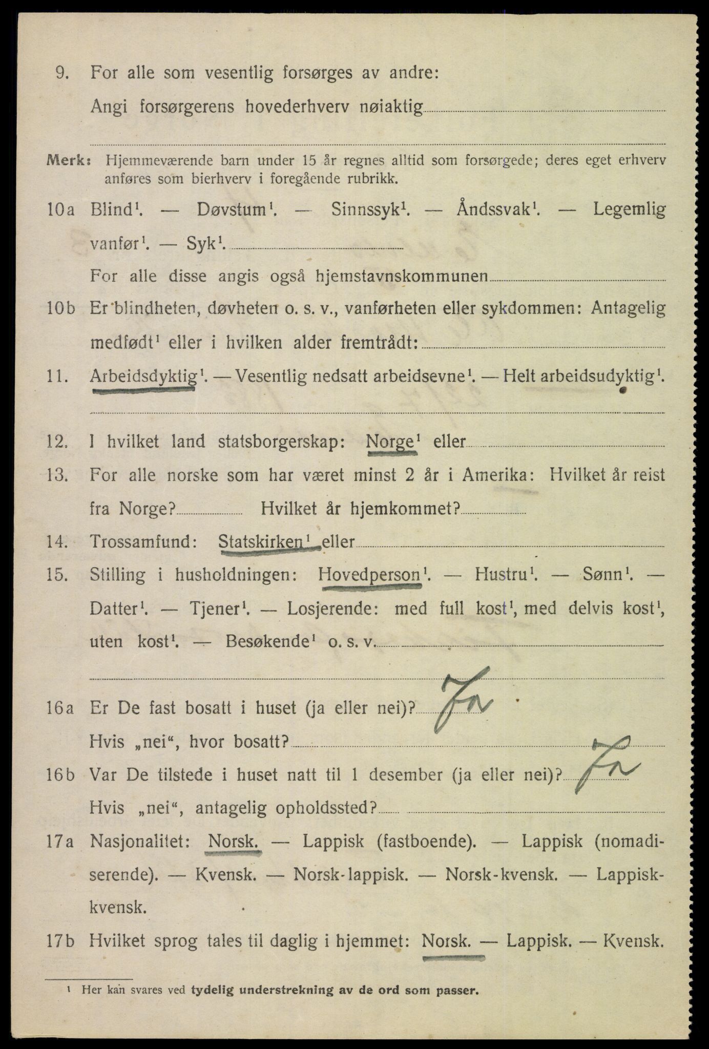 SAT, 1920 census for Evenes, 1920, p. 3007