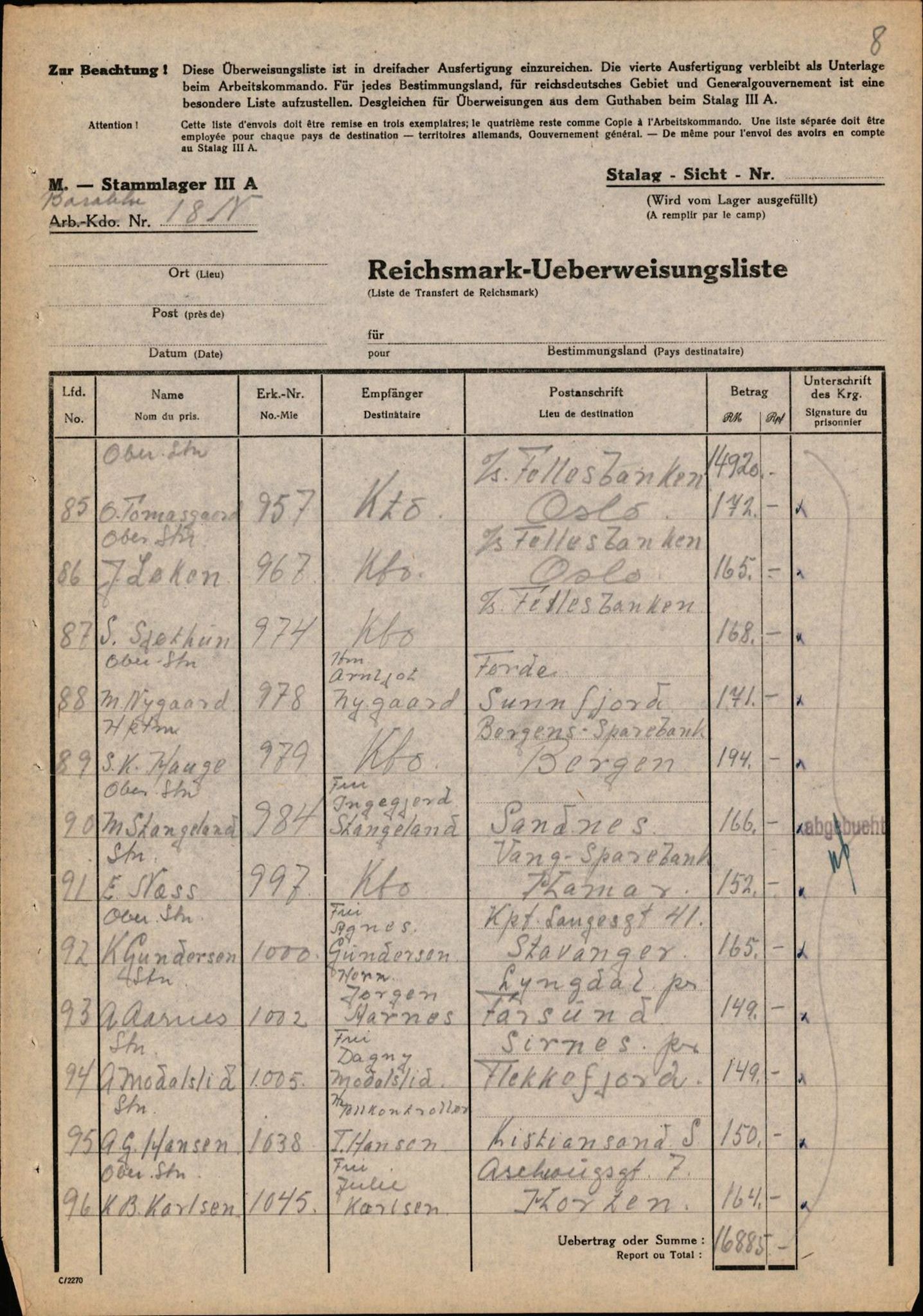 Forsvaret, Forsvarets krigshistoriske avdeling, AV/RA-RAFA-2017/Y/Yf/L0202: II-C-11-2103-2104  -  Norske offiserer i krigsfangenskap, 1940-1945, p. 163