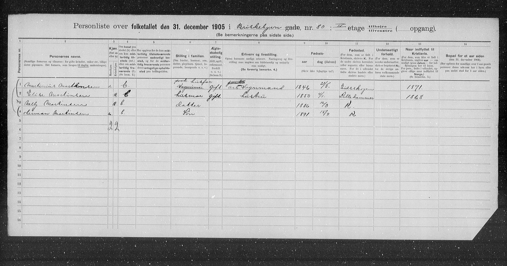 OBA, Municipal Census 1905 for Kristiania, 1905, p. 4849