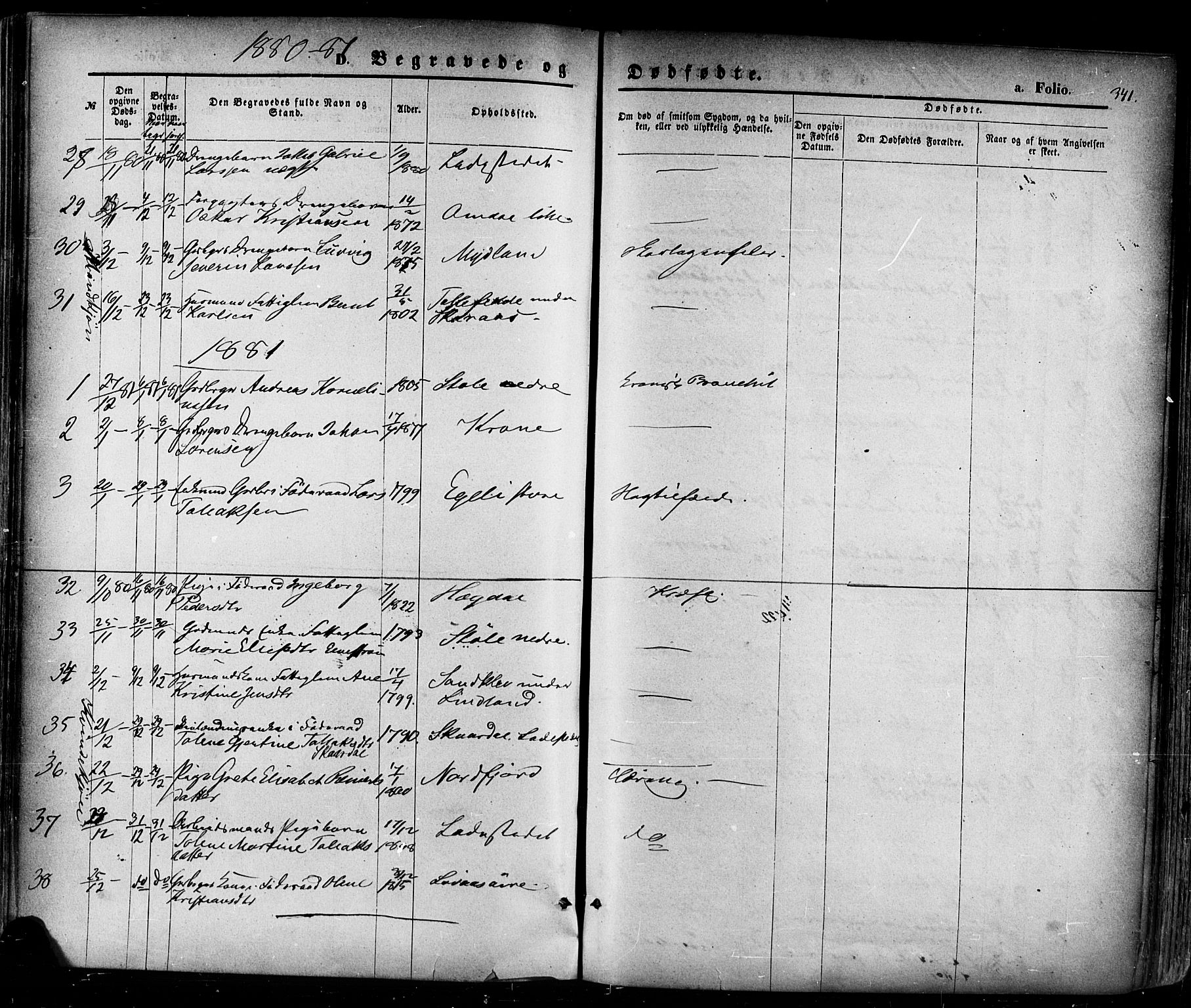 Sokndal sokneprestkontor, AV/SAST-A-101808: Parish register (official) no. A 10, 1874-1886, p. 341