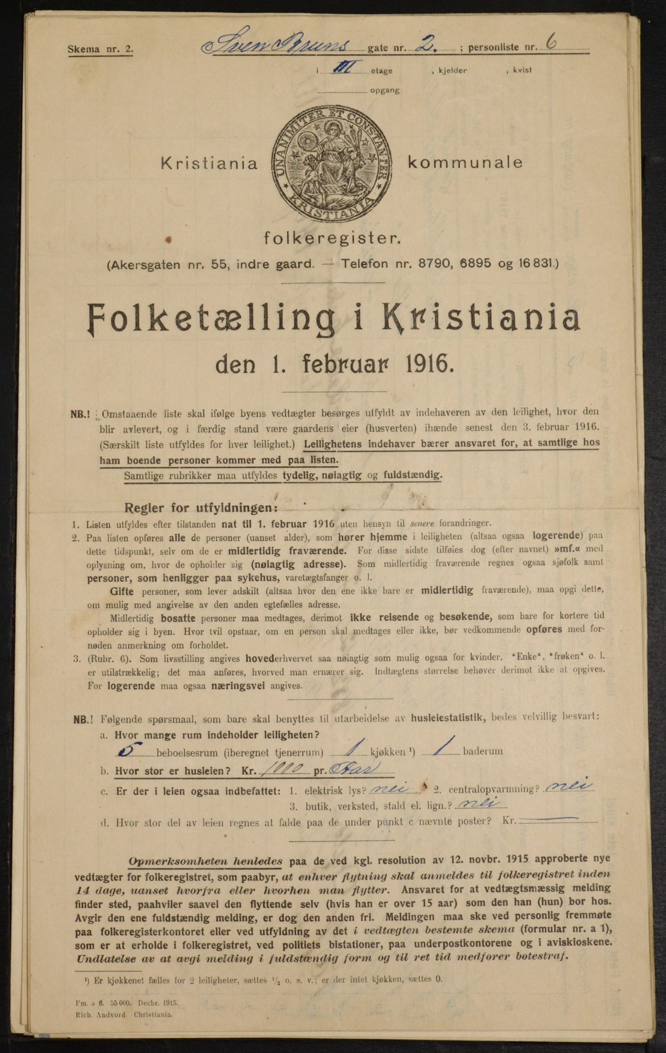 OBA, Municipal Census 1916 for Kristiania, 1916, p. 107718