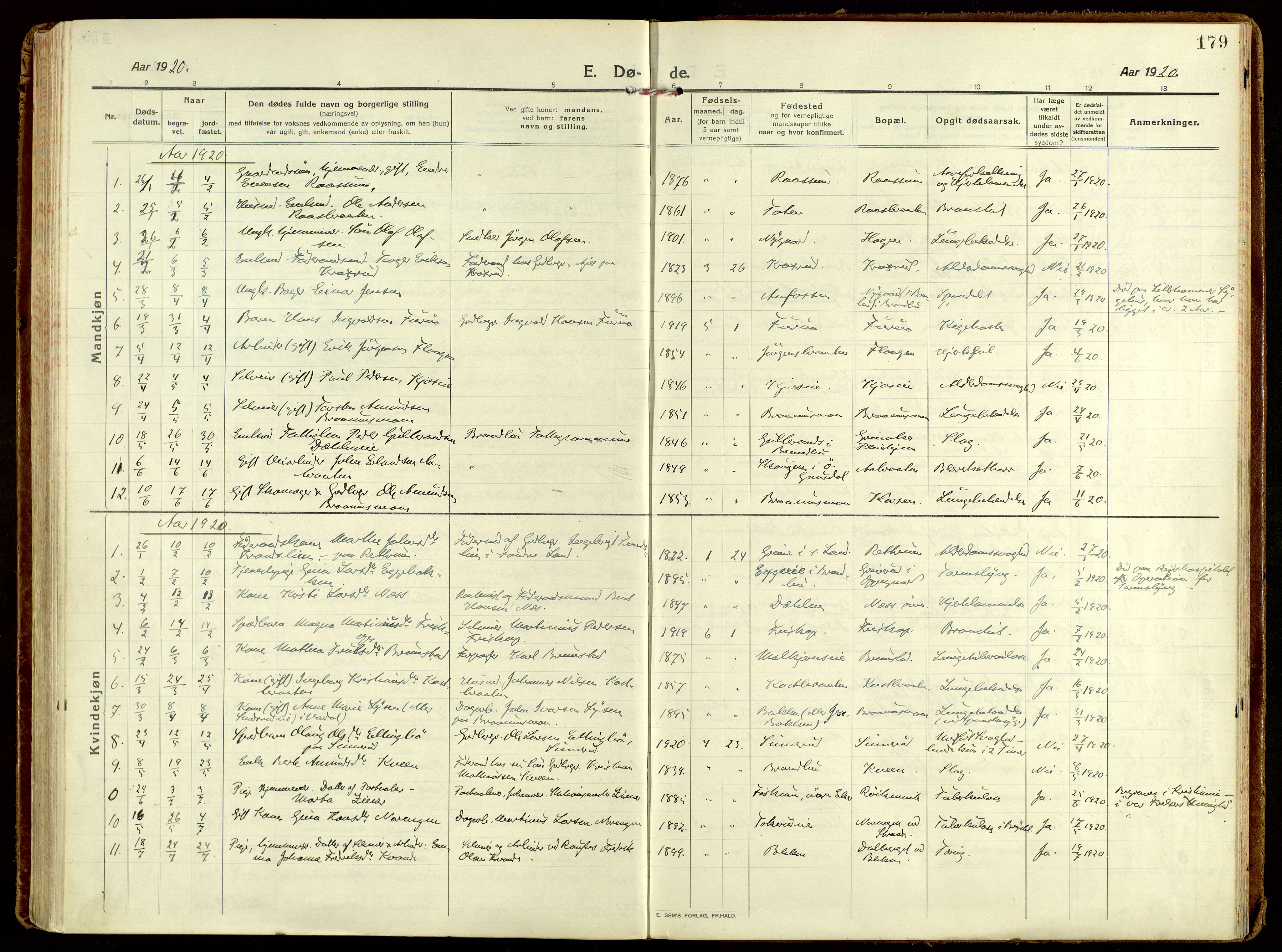 Brandbu prestekontor, AV/SAH-PREST-114/H/Ha/Haa/L0004: Parish register (official) no. 4, 1913-1923, p. 179