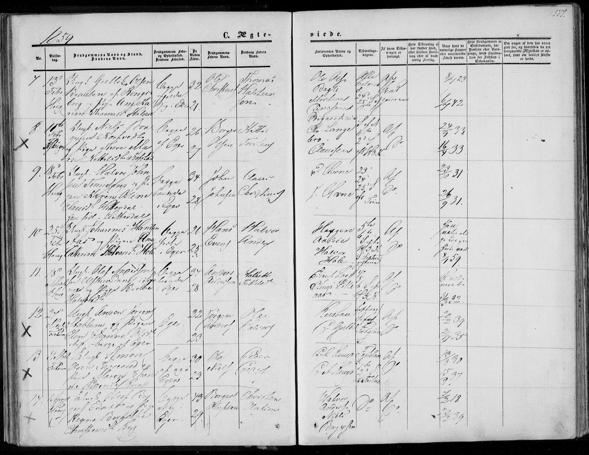 Eiker kirkebøker, AV/SAKO-A-4/F/Fa/L0015b: Parish register (official) no. I 15B, 1854-1860, p. 379