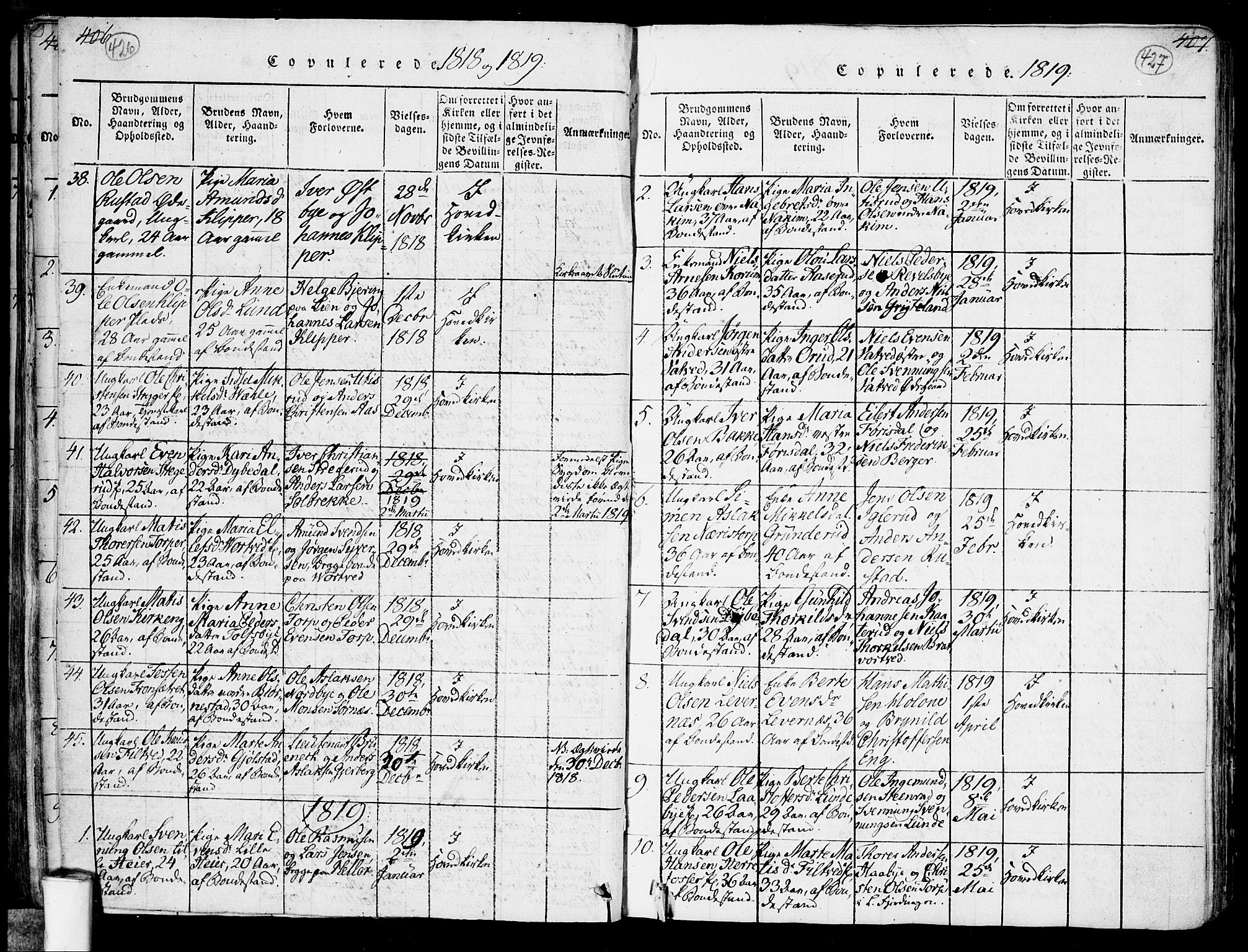 Rakkestad prestekontor Kirkebøker, SAO/A-2008/F/Fa/L0006: Parish register (official) no. I 6, 1814-1824, p. 426-427