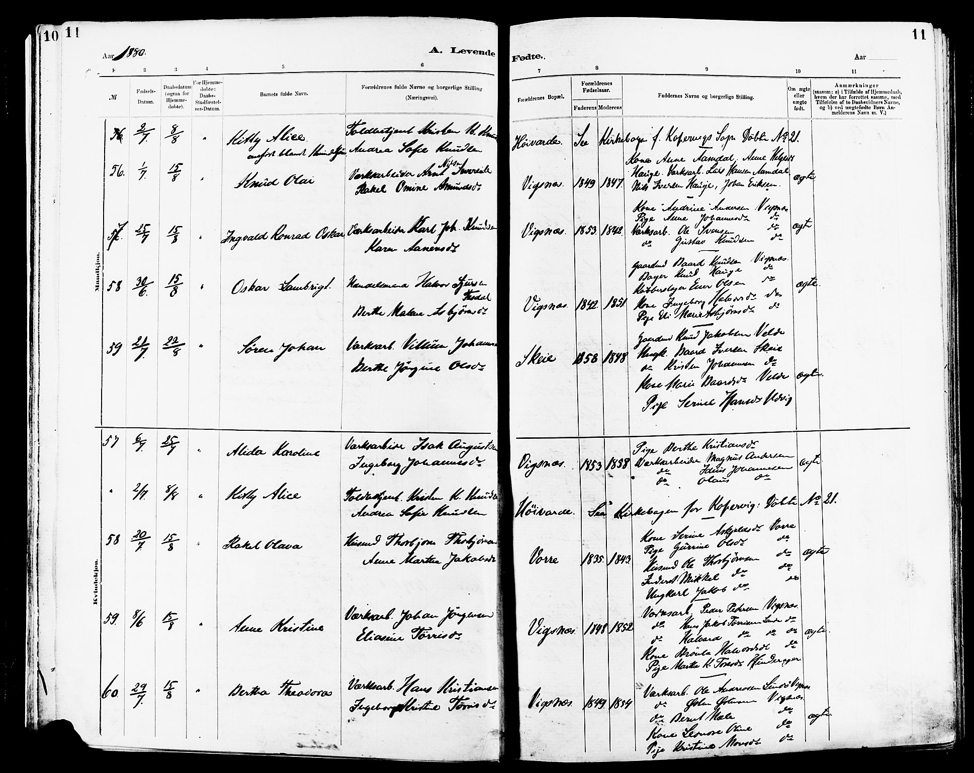 Avaldsnes sokneprestkontor, AV/SAST-A -101851/H/Ha/Haa/L0014: Parish register (official) no. A 14, 1880-1889, p. 11