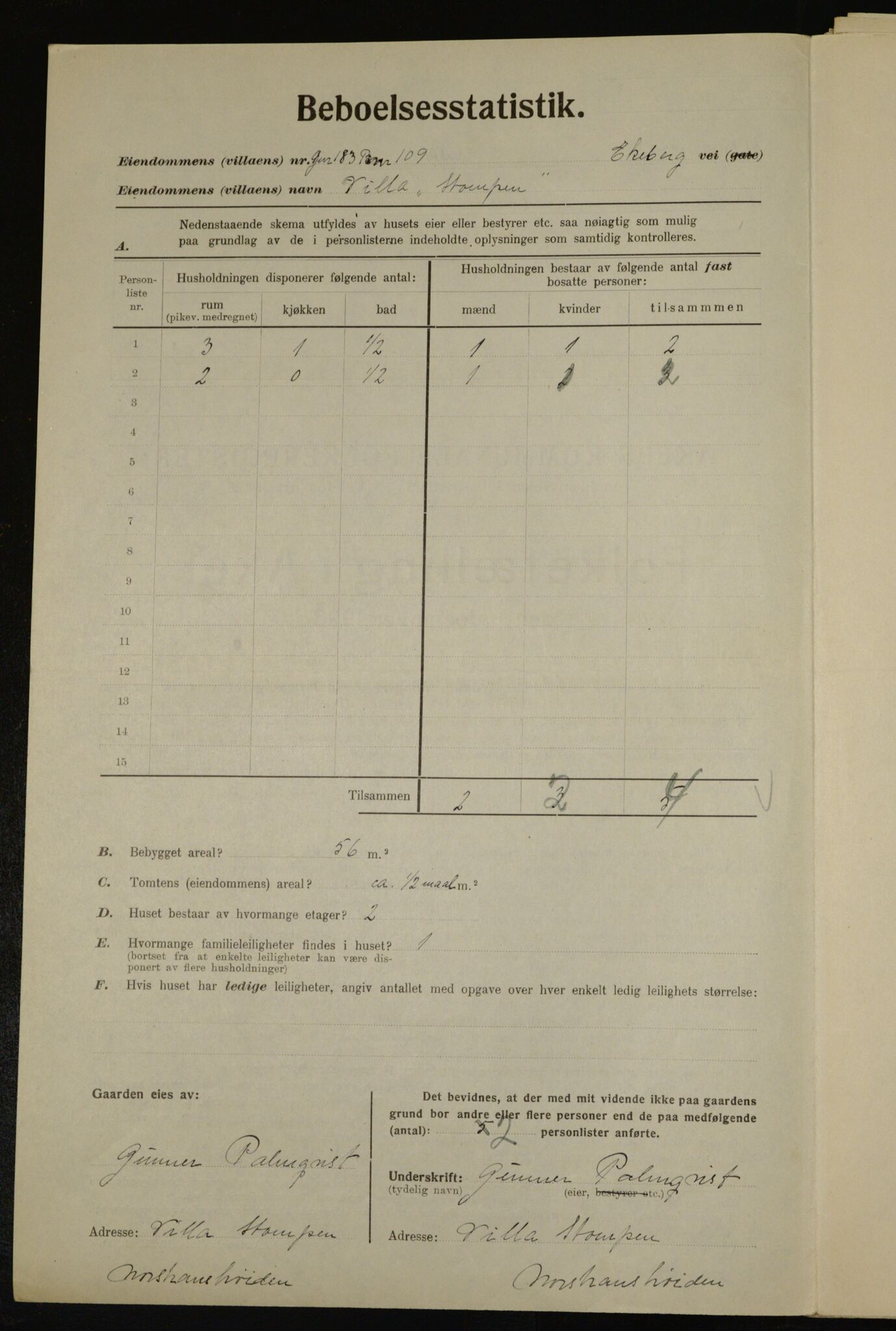 , Municipal Census 1923 for Aker, 1923, p. 38077