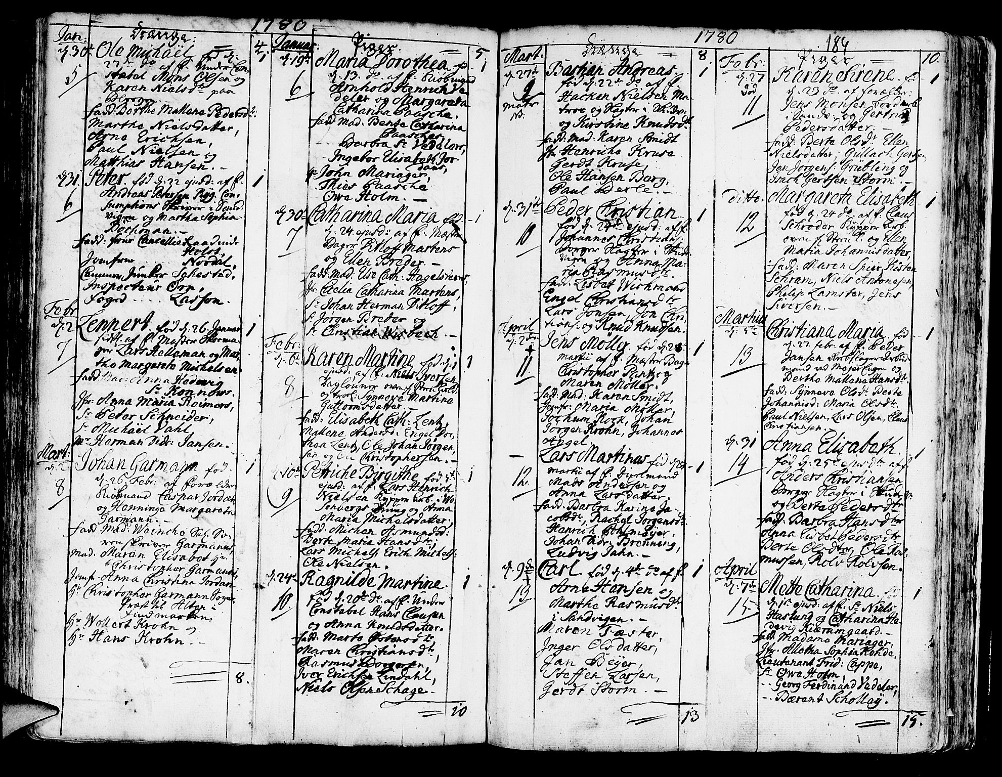 Korskirken sokneprestembete, AV/SAB-A-76101/H/Haa/L0005: Parish register (official) no. A 5, 1751-1789, p. 184