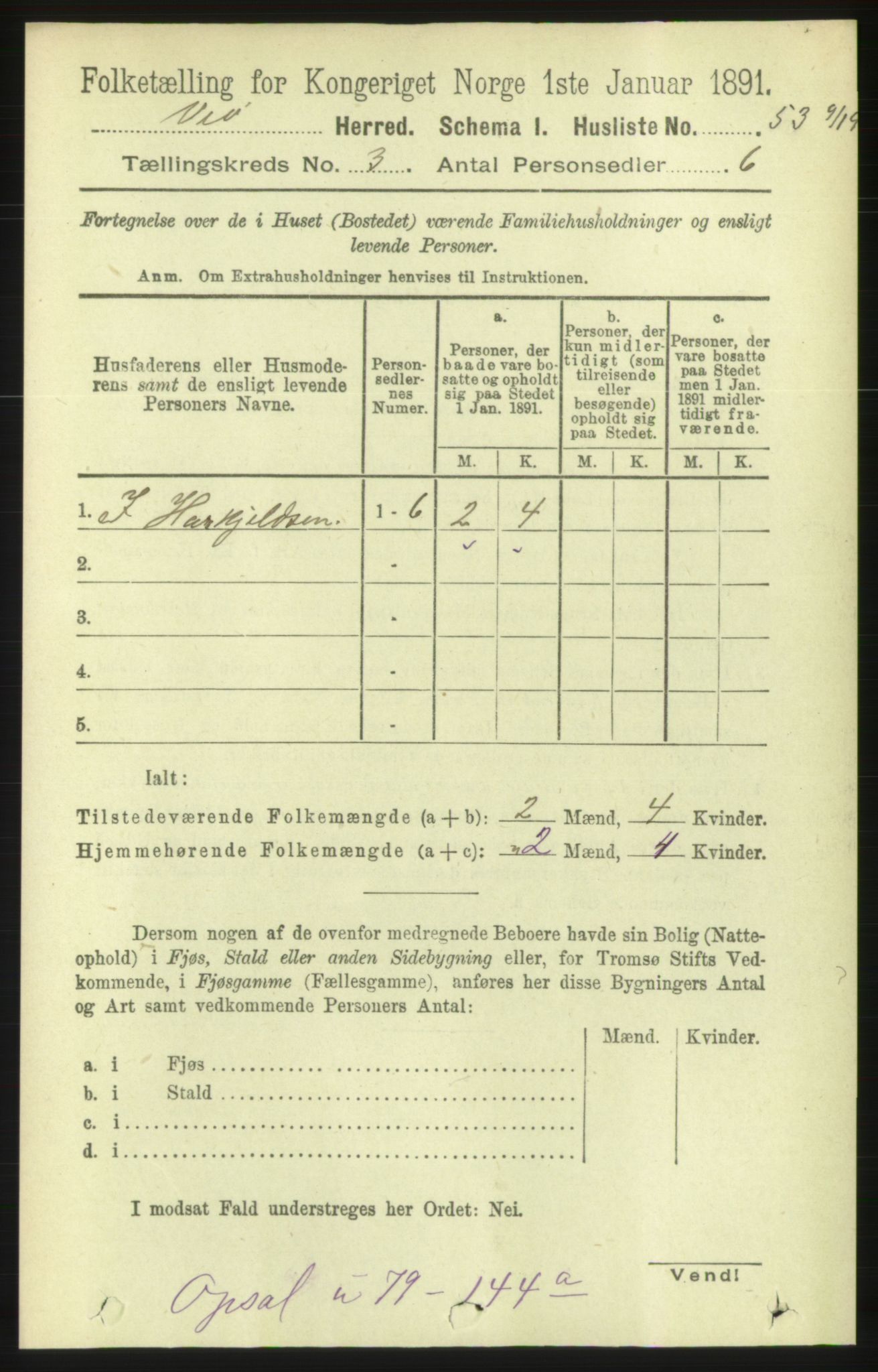 RA, 1891 census for 1541 Veøy, 1891, p. 1413