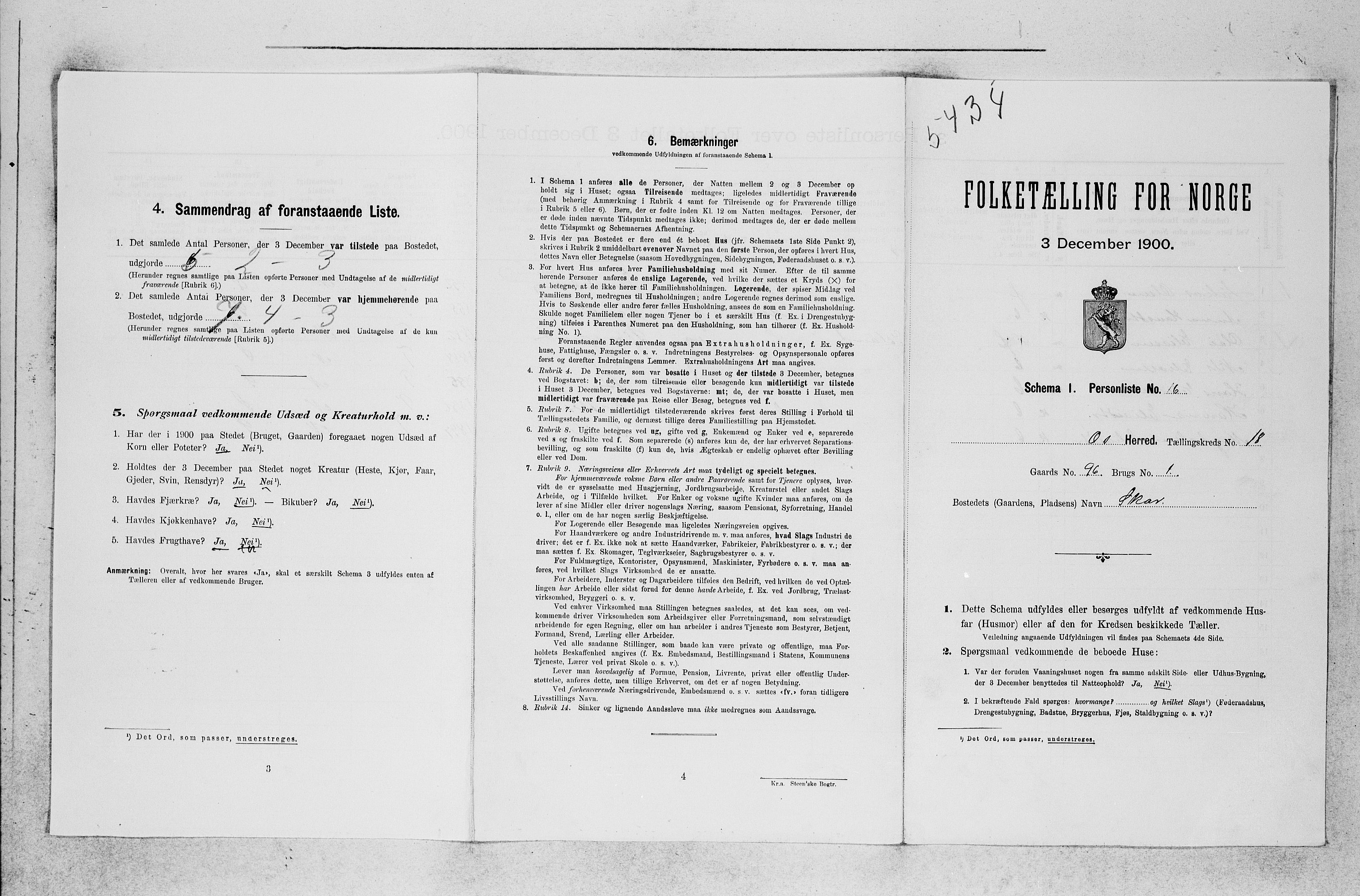 SAB, 1900 census for Os, 1900, p. 1115