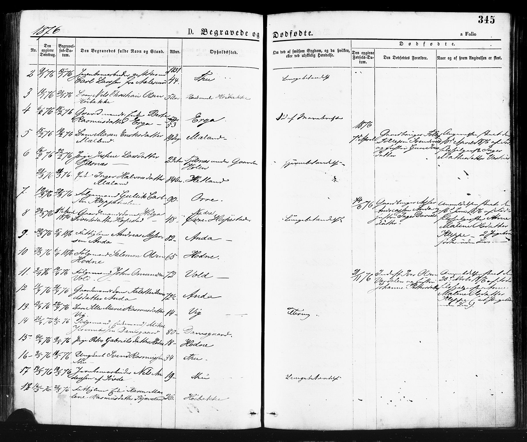 Klepp sokneprestkontor, AV/SAST-A-101803/001/3/30BA/L0006: Parish register (official) no. A 6, 1871-1885, p. 345