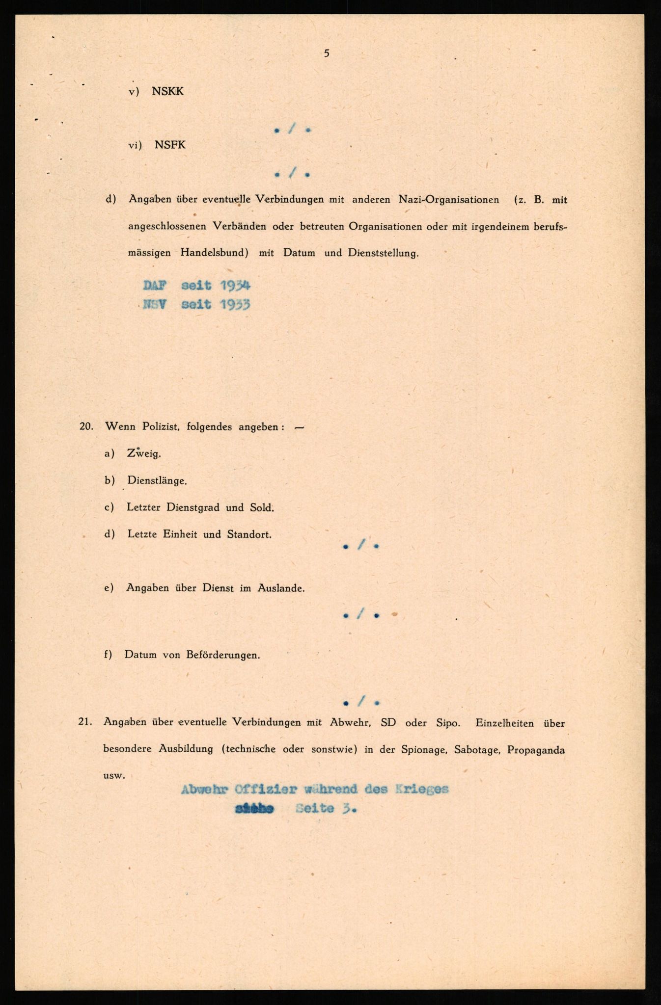 Forsvaret, Forsvarets overkommando II, AV/RA-RAFA-3915/D/Db/L0029: CI Questionaires. Tyske okkupasjonsstyrker i Norge. Tyskere., 1945-1946, p. 194