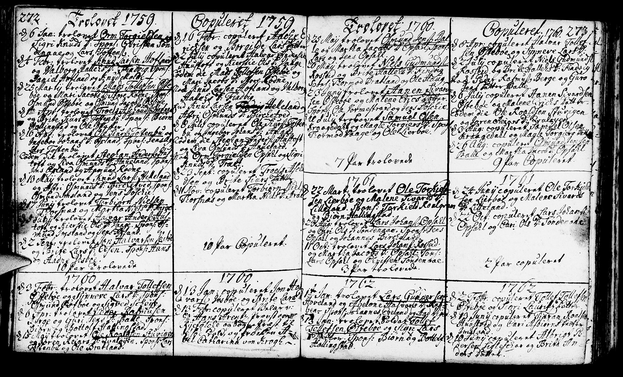 Vikedal sokneprestkontor, SAST/A-101840/01/IV: Parish register (official) no. A 1, 1737-1778, p. 272-273