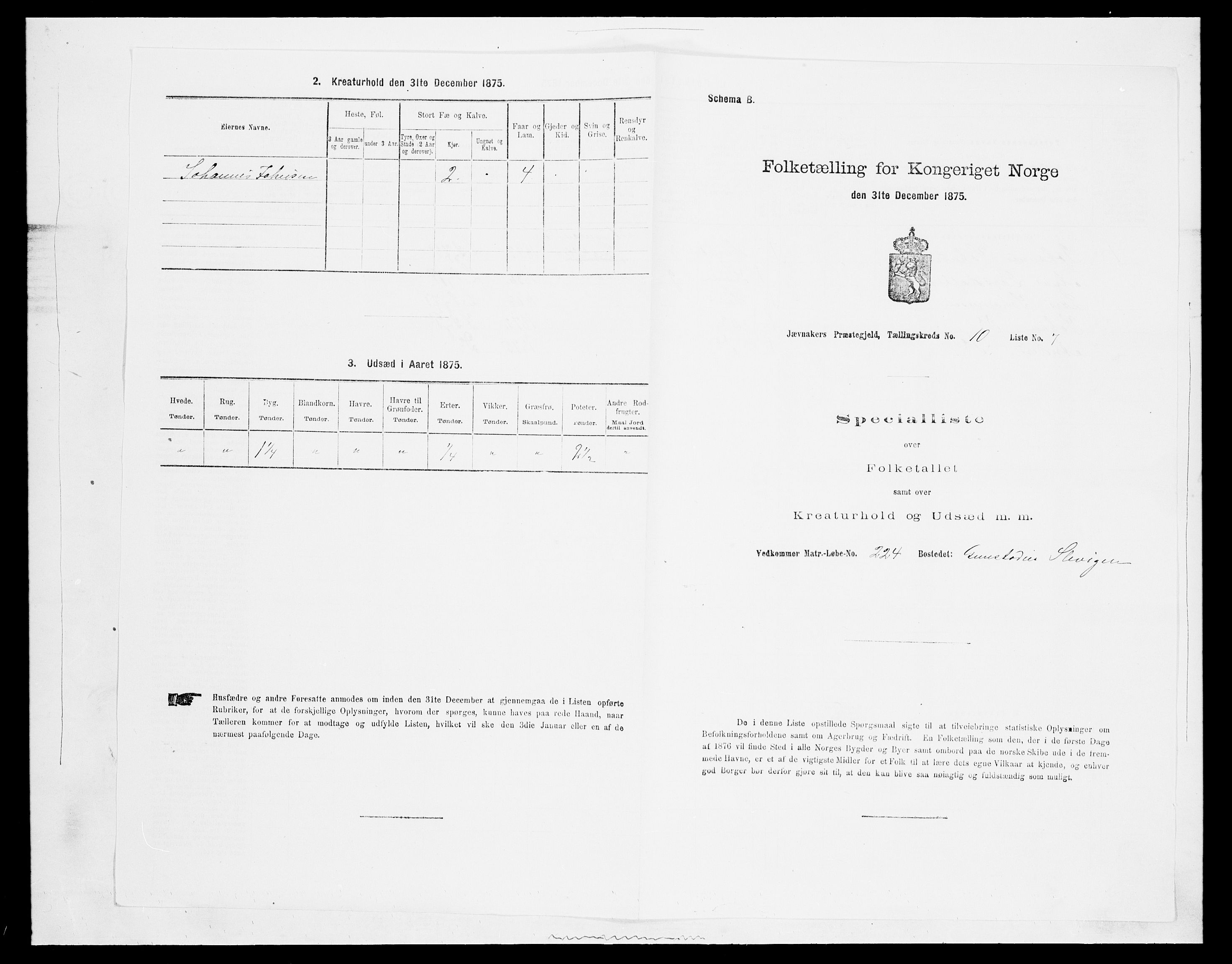 SAH, 1875 census for 0532P Jevnaker, 1875, p. 1718