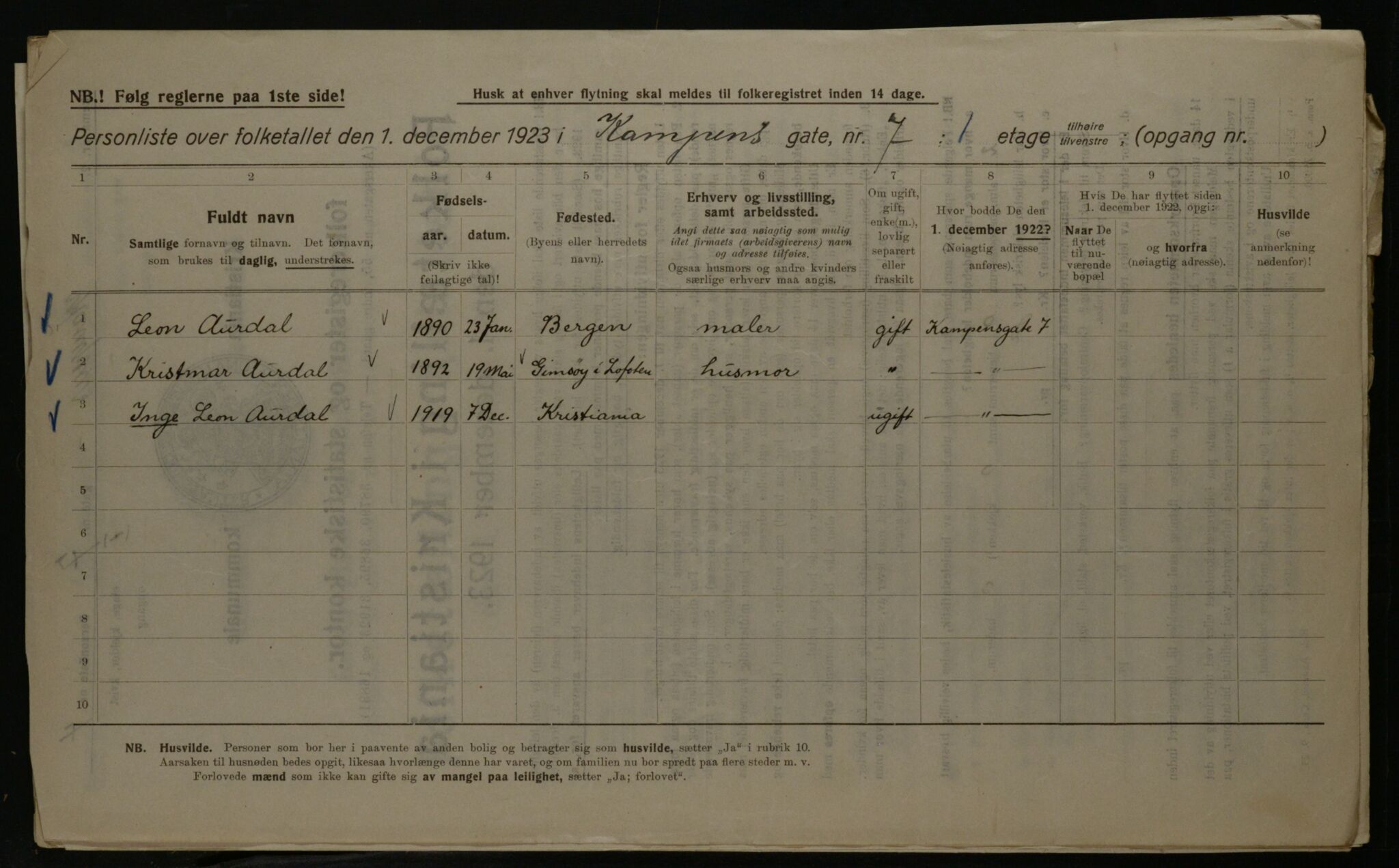 OBA, Municipal Census 1923 for Kristiania, 1923, p. 53618