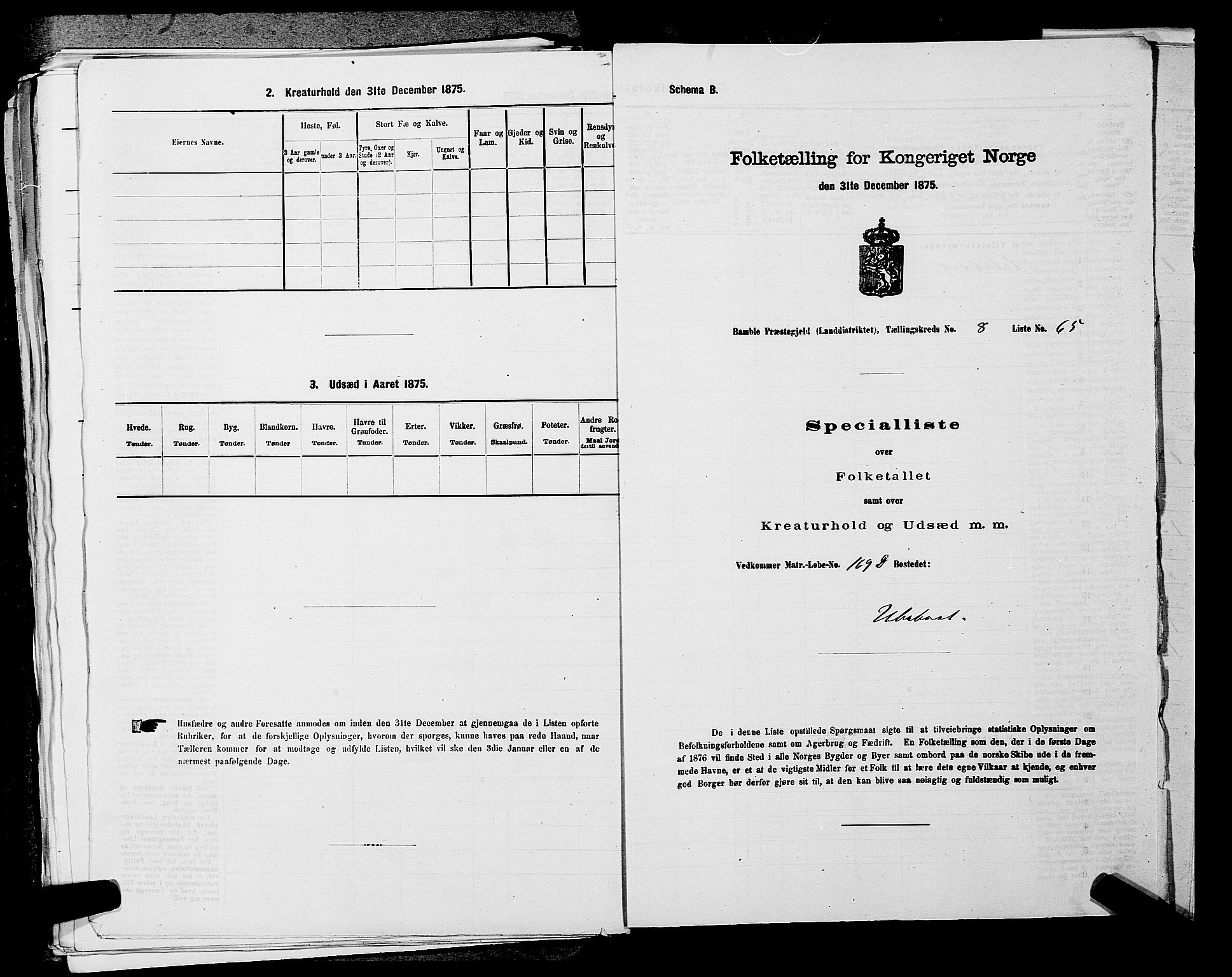 SAKO, 1875 census for 0814L Bamble/Bamble, 1875, p. 1173