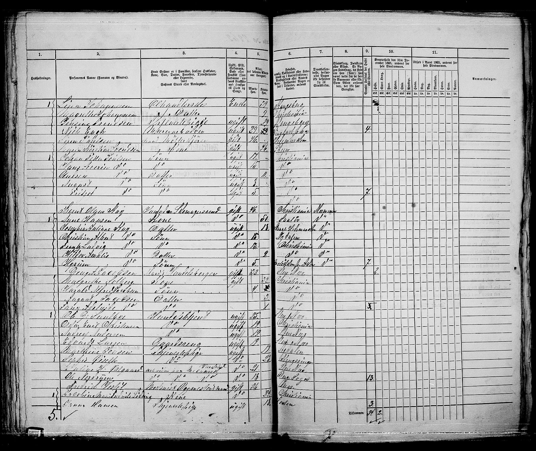 RA, 1865 census for Kristiania, 1865, p. 5038