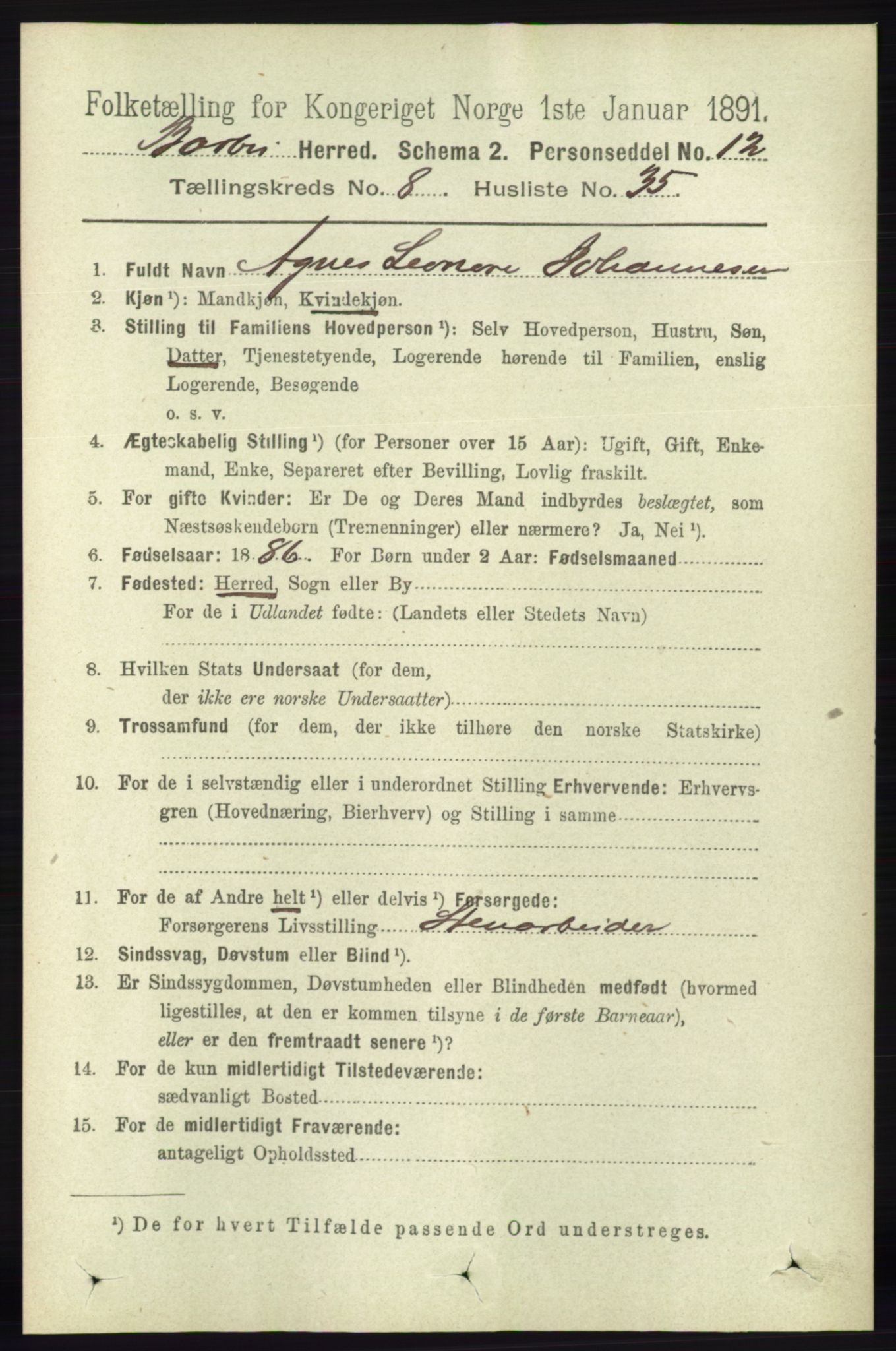 RA, 1891 census for 0990 Barbu, 1891, p. 6199