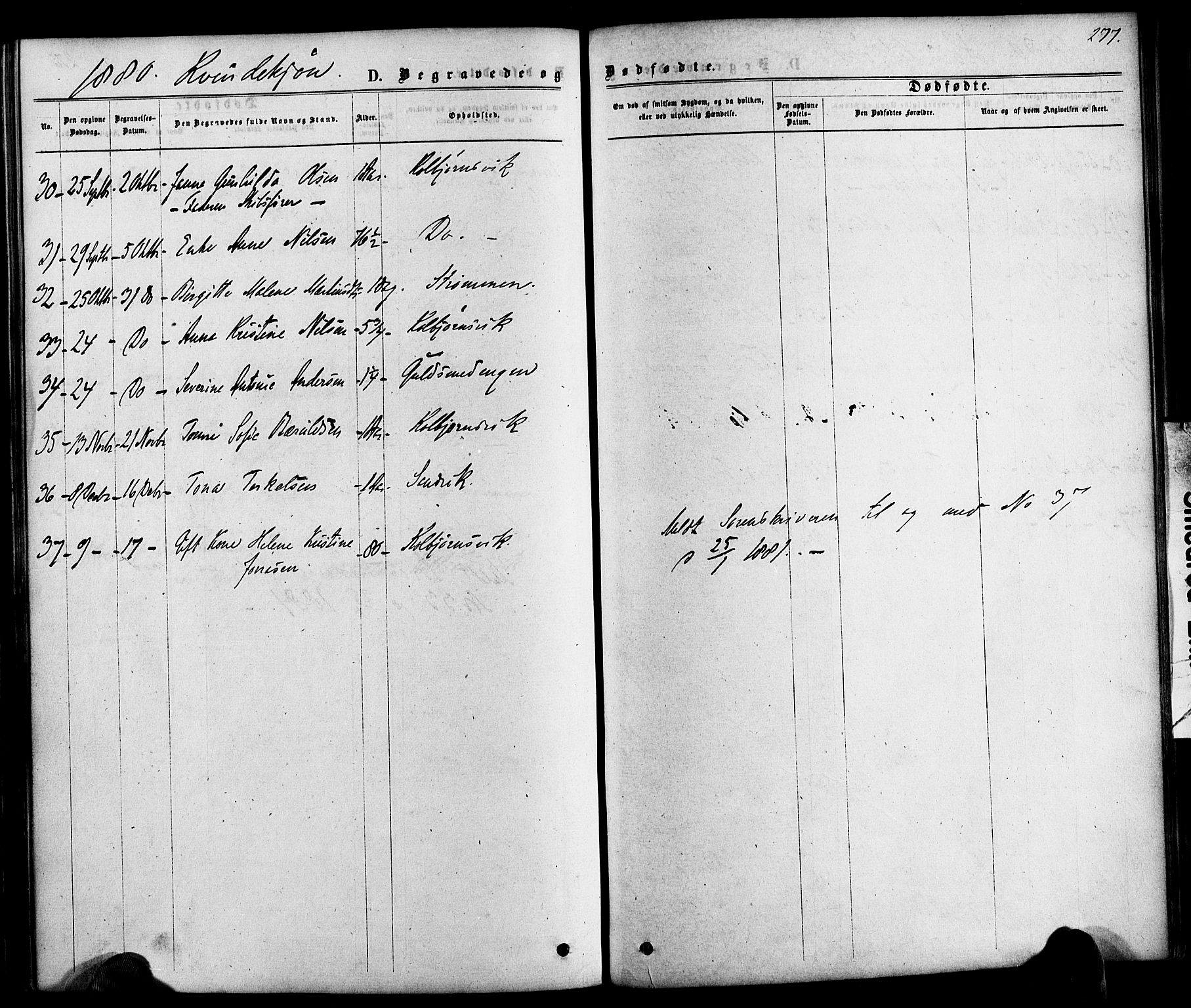 Hisøy sokneprestkontor, SAK/1111-0020/F/Fa/L0002: Parish register (official) no. A 2, 1872-1880, p. 277