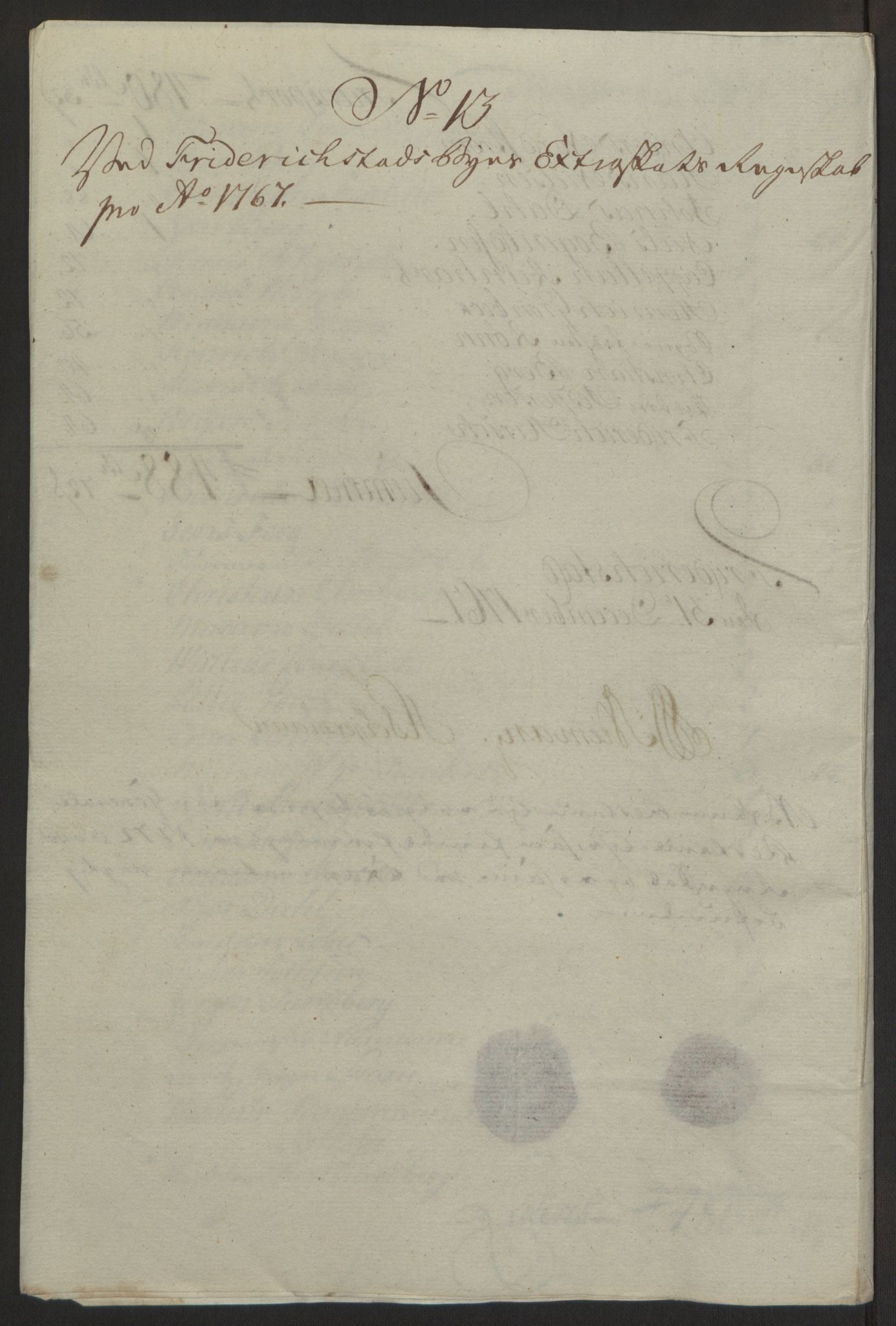 Rentekammeret inntil 1814, Reviderte regnskaper, Byregnskaper, RA/EA-4066/R/Rb/L0029/0001: [B3] Kontribusjonsregnskap / Ekstraskatt, 1762-1772, p. 274