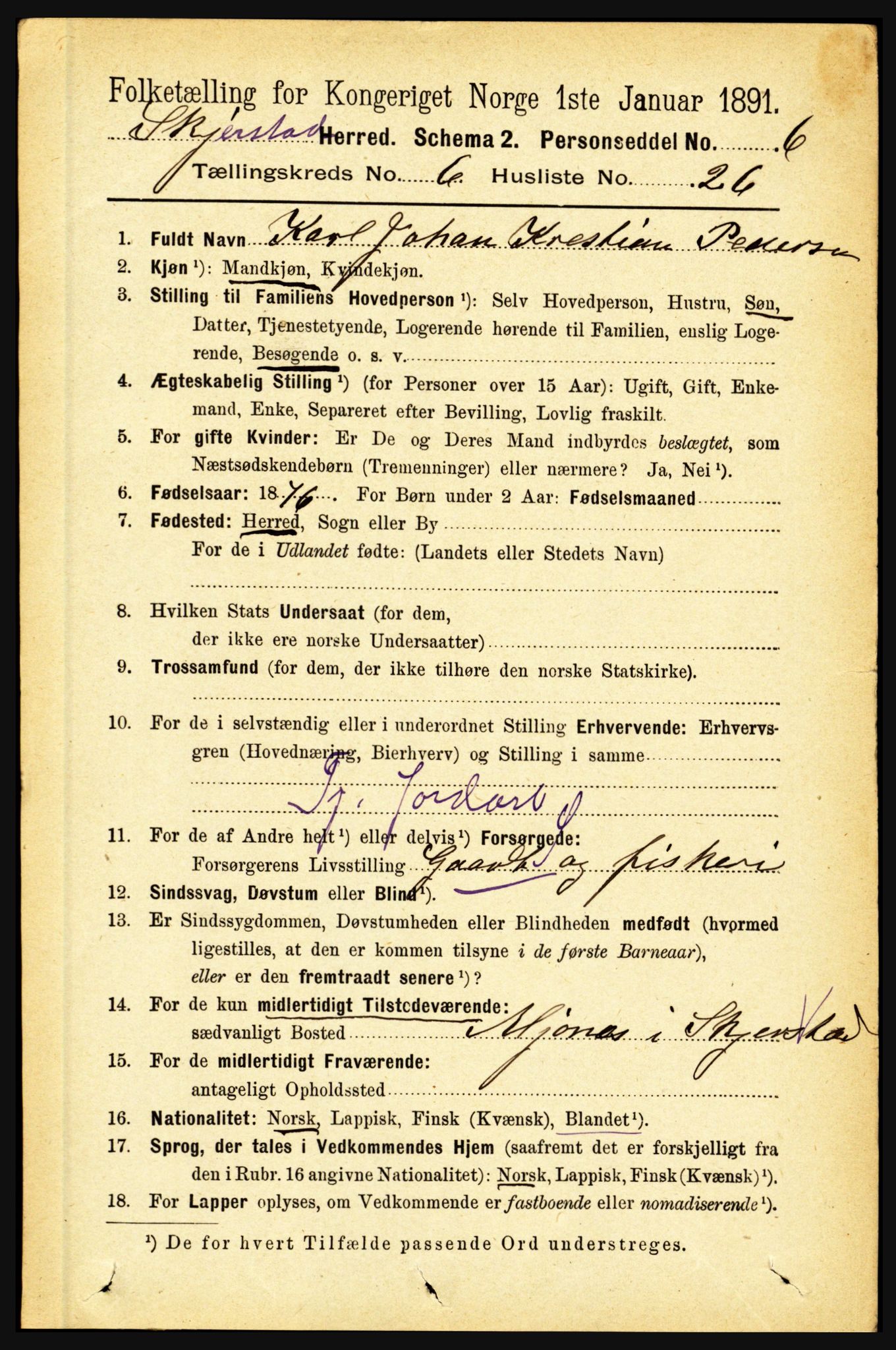 RA, 1891 census for 1842 Skjerstad, 1891, p. 2202