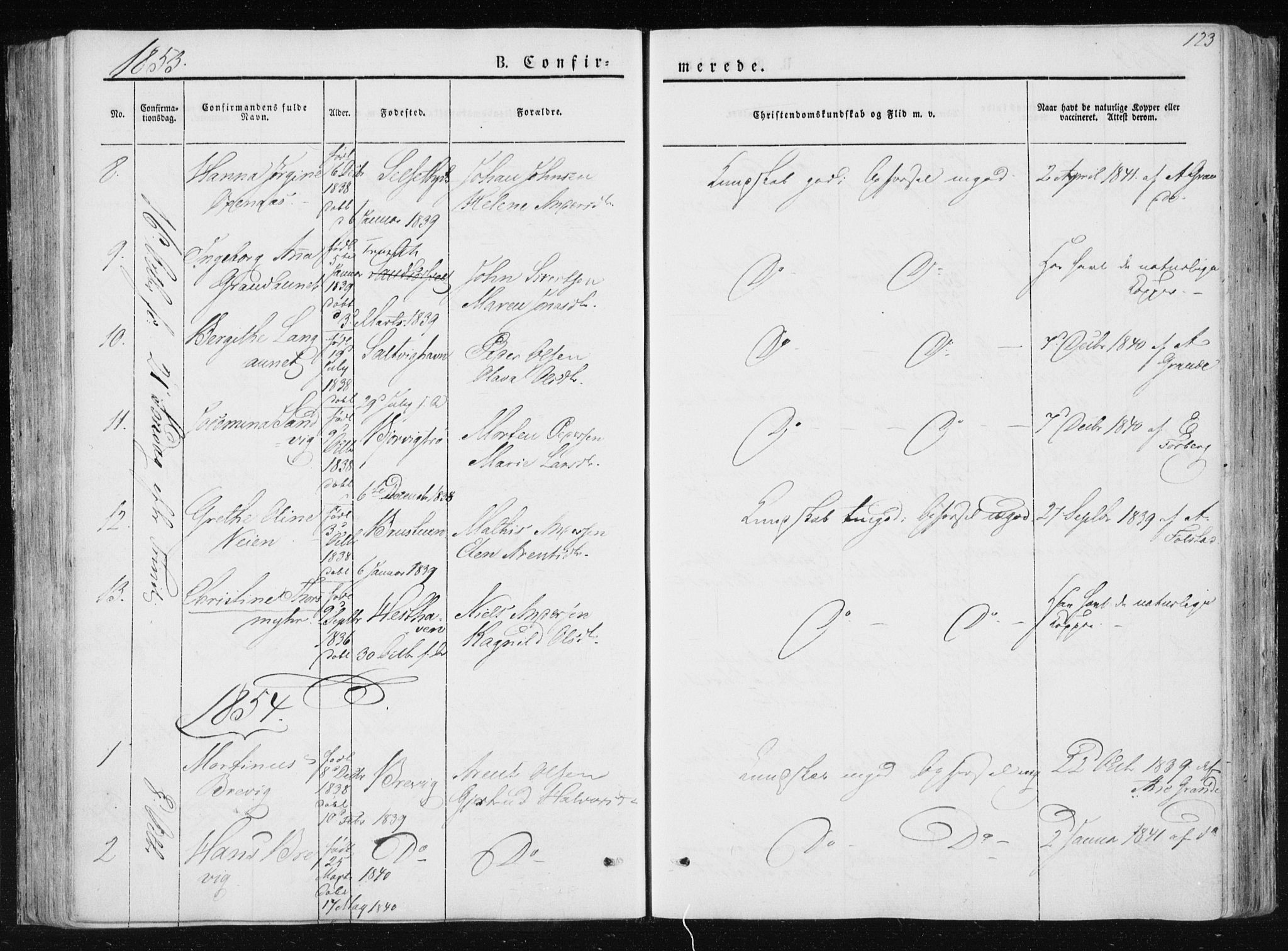 Ministerialprotokoller, klokkerbøker og fødselsregistre - Nord-Trøndelag, AV/SAT-A-1458/733/L0323: Parish register (official) no. 733A02, 1843-1870, p. 123