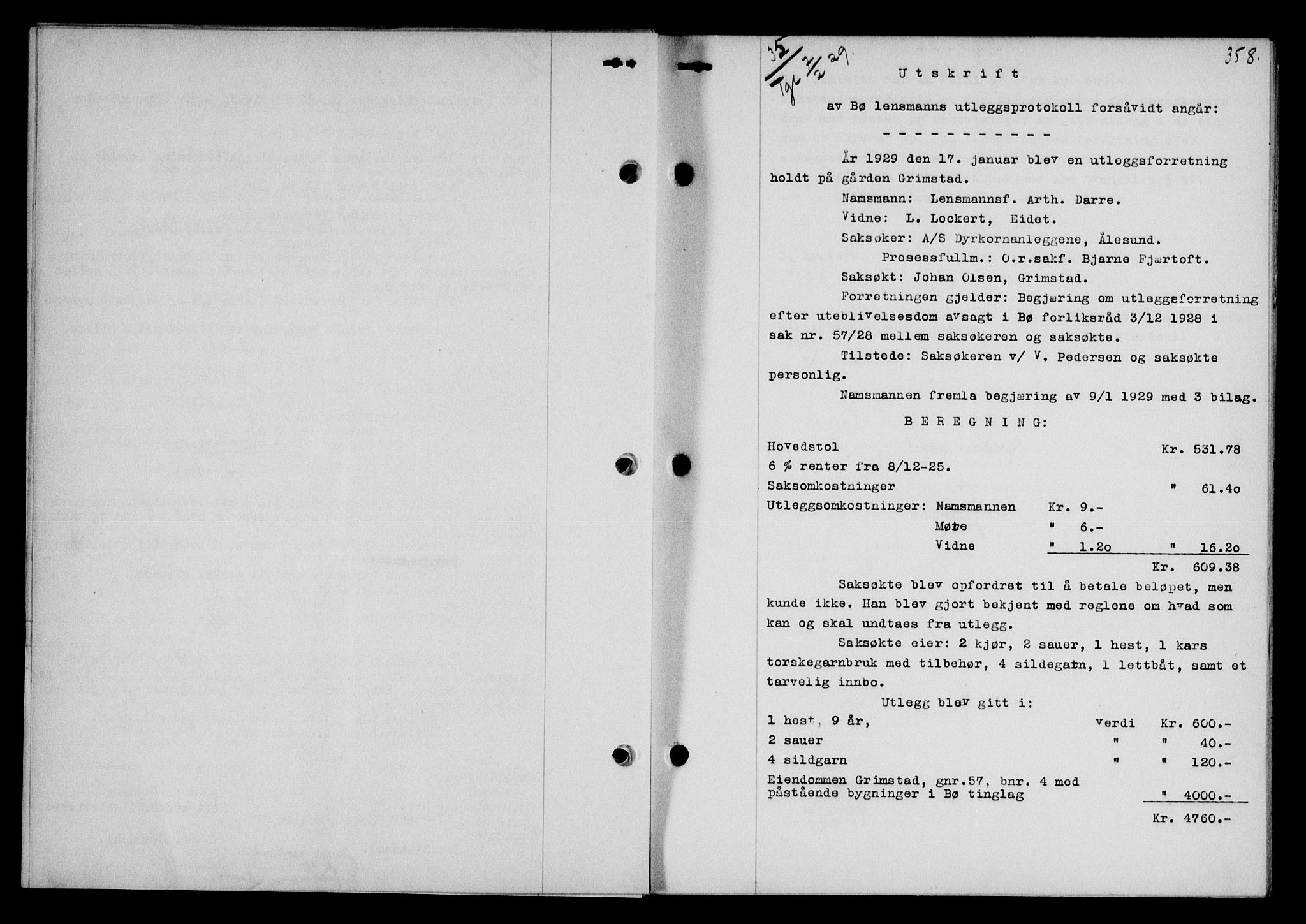 Vesterålen sorenskriveri, AV/SAT-A-4180/1/2/2Ca/L0047: Mortgage book no. 40, 1928-1929, Deed date: 07.02.1929