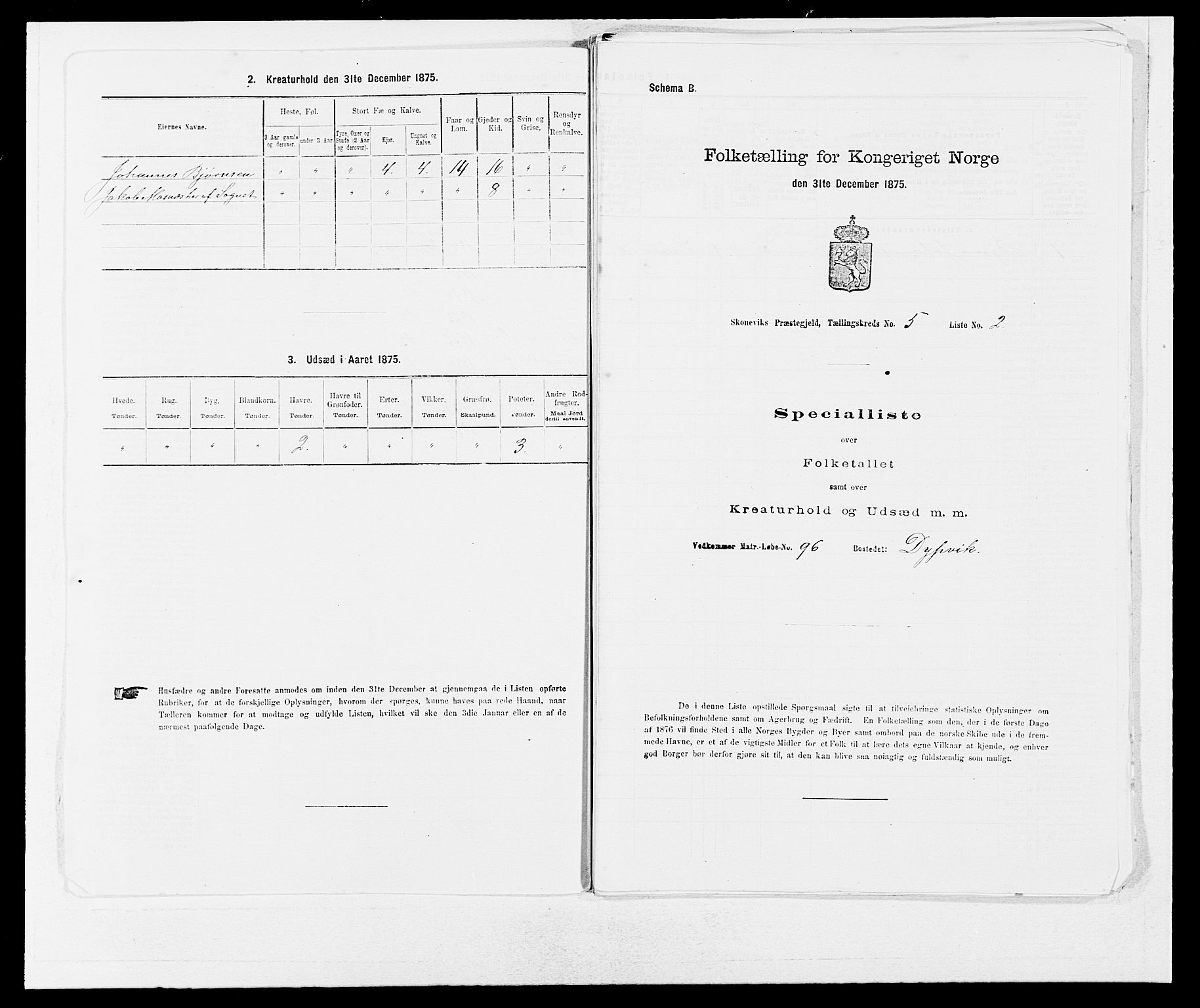 SAB, 1875 census for 1212P Skånevik, 1875, p. 454