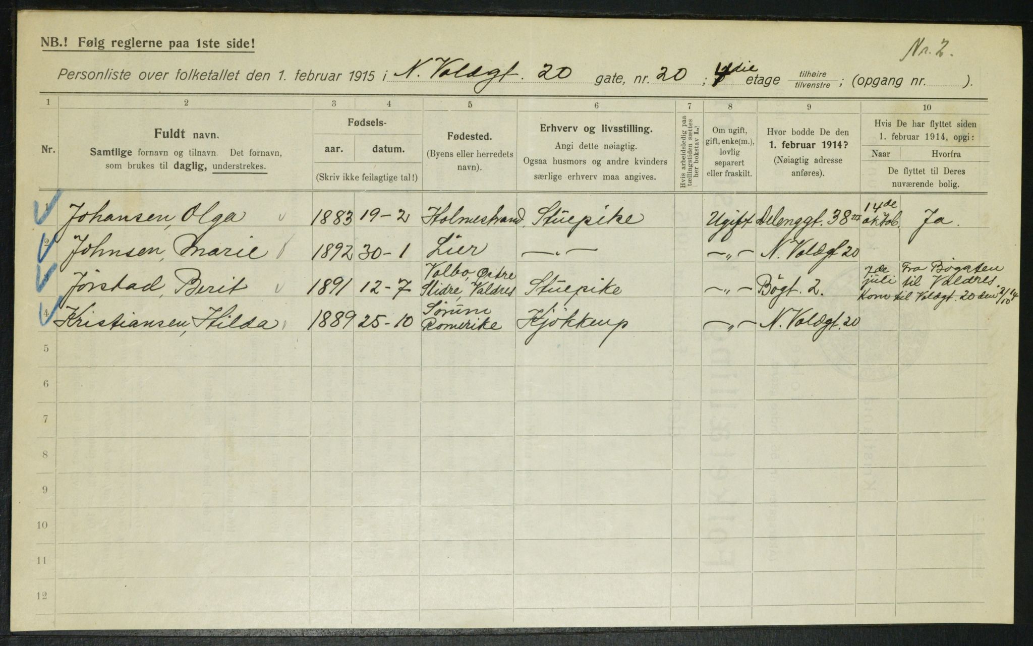 OBA, Municipal Census 1915 for Kristiania, 1915, p. 69051