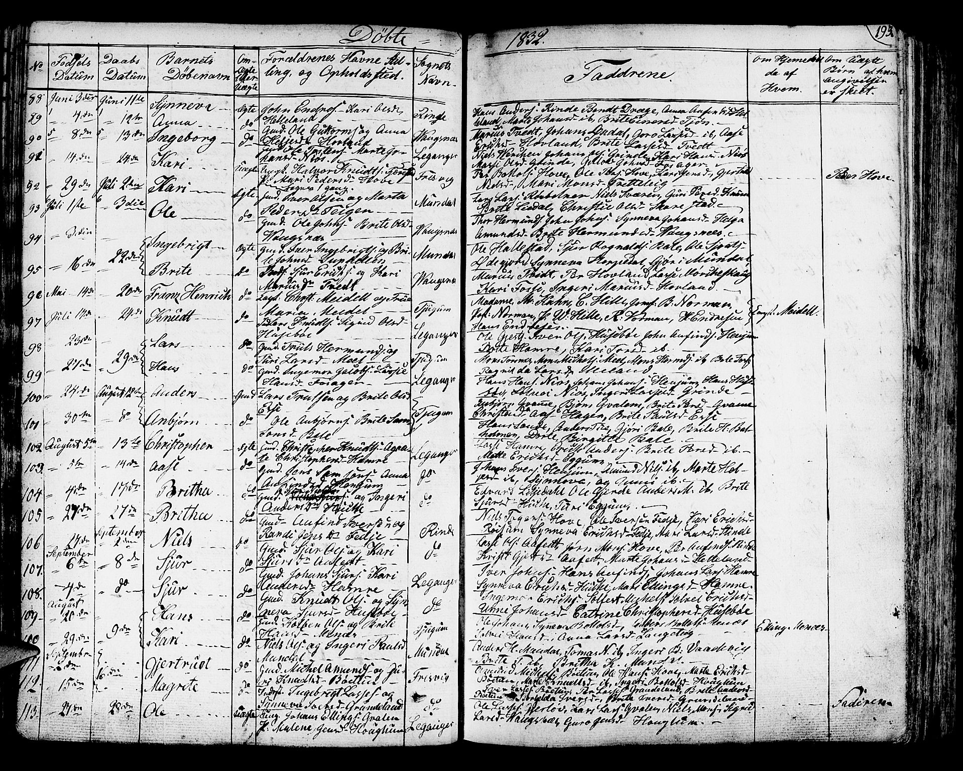 Leikanger sokneprestembete, AV/SAB-A-81001/H/Haa/Haaa/L0006: Parish register (official) no. A 6, 1810-1838, p. 193