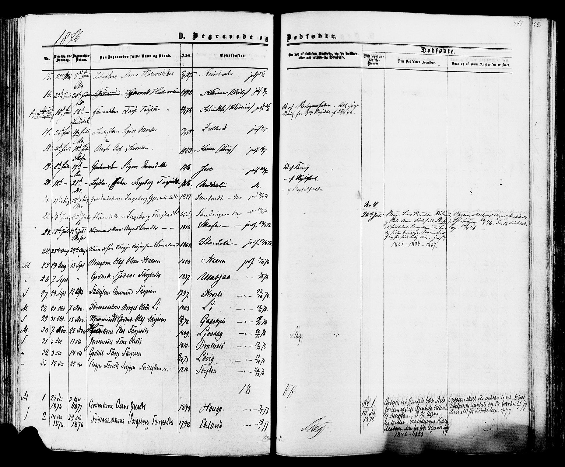 Mo kirkebøker, SAKO/A-286/F/Fa/L0006: Parish register (official) no. I 6, 1865-1885, p. 247