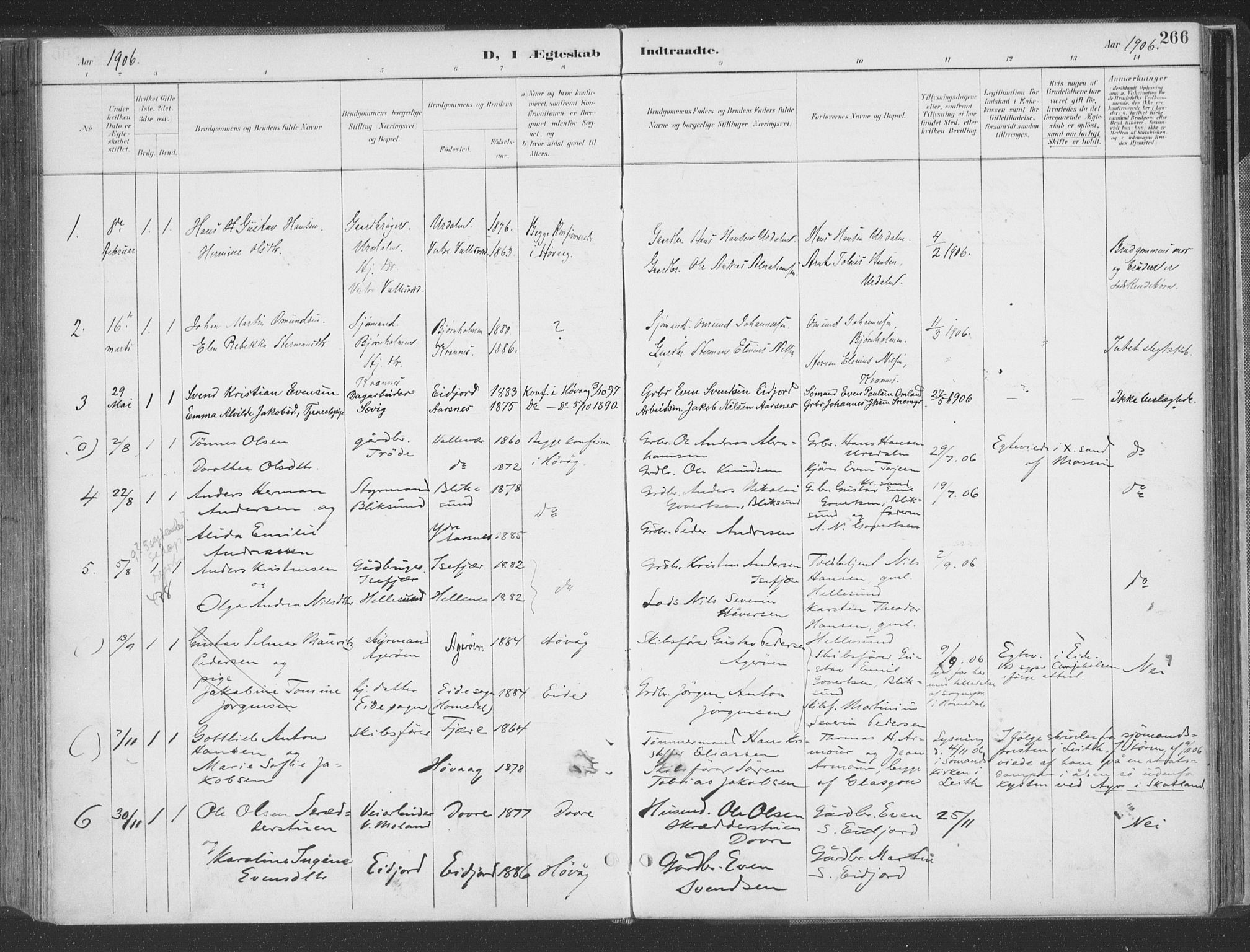 Høvåg sokneprestkontor, AV/SAK-1111-0025/F/Fa/L0006: Parish register (official) no. A 6, 1894-1923, p. 266