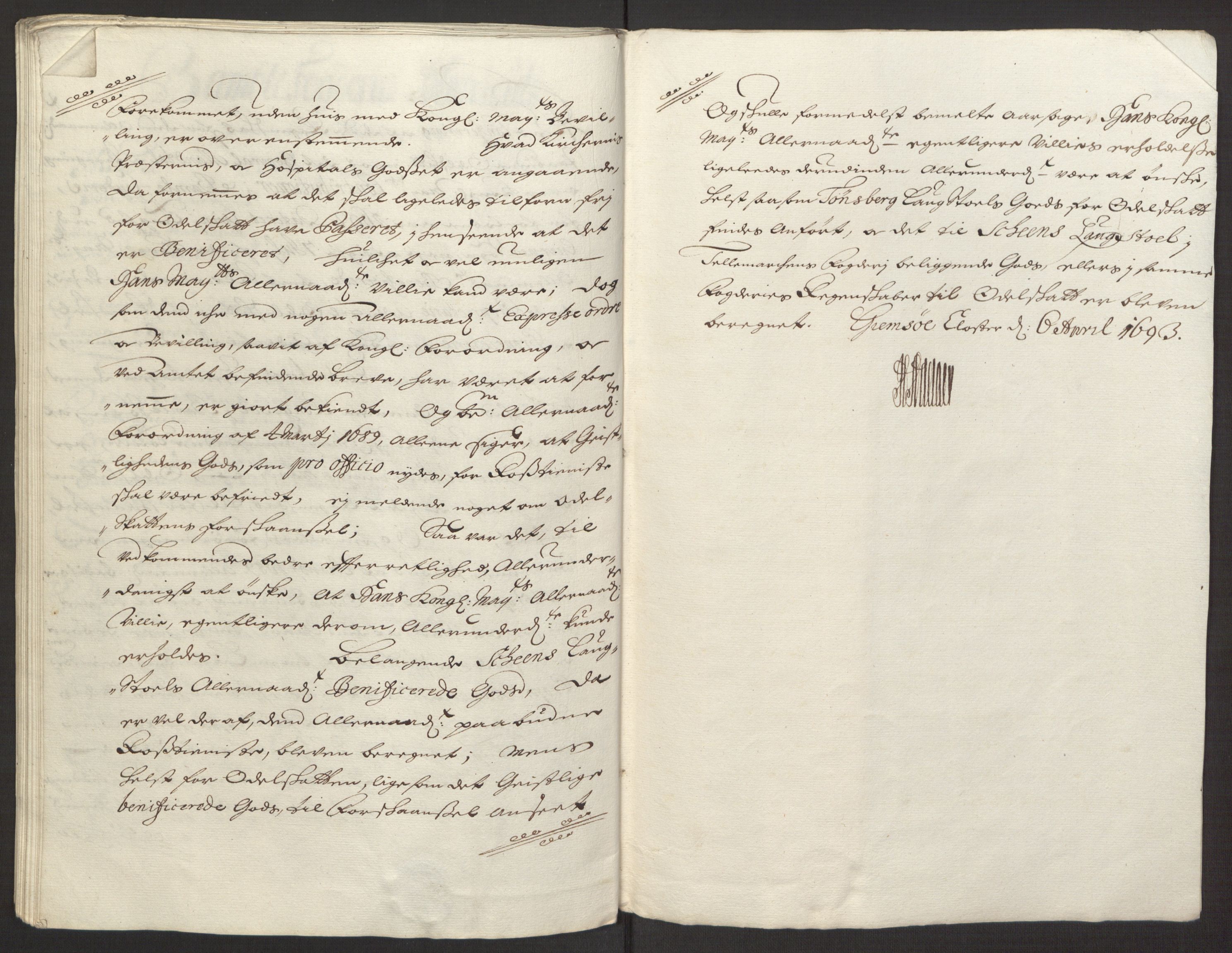 Rentekammeret inntil 1814, Reviderte regnskaper, Fogderegnskap, AV/RA-EA-4092/R34/L2052: Fogderegnskap Bamble, 1692-1693, p. 196