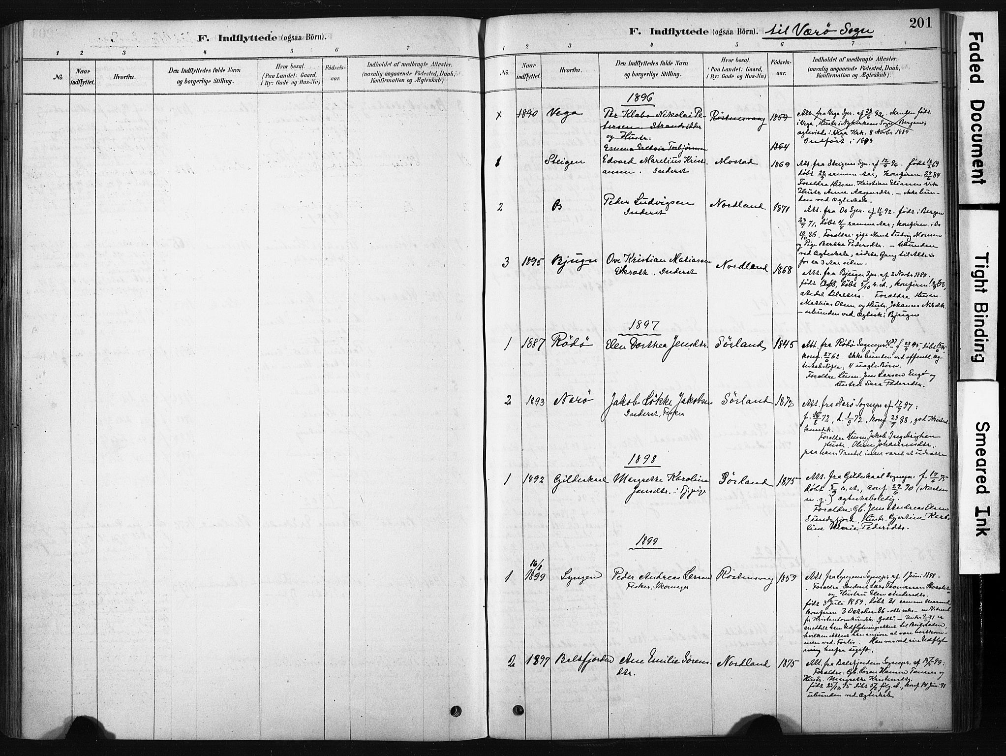 Ministerialprotokoller, klokkerbøker og fødselsregistre - Nordland, AV/SAT-A-1459/808/L0128: Parish register (official) no. 808A01, 1880-1902, p. 201