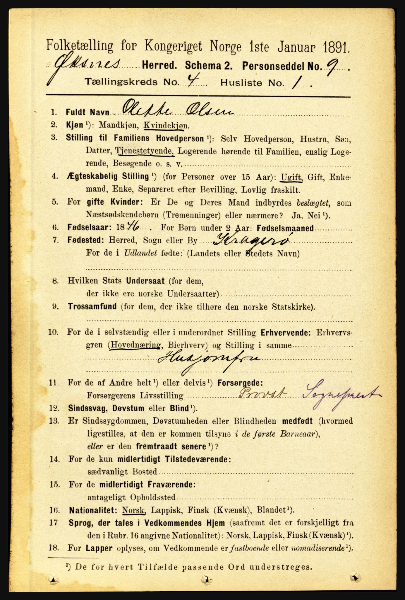 RA, 1891 census for 1868 Øksnes, 1891, p. 1705