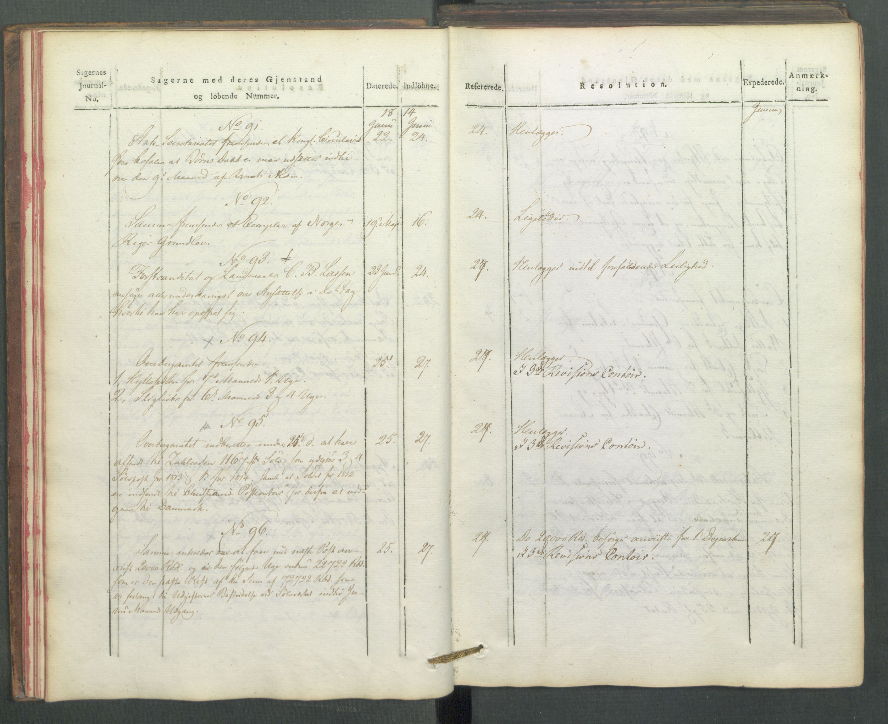 Departementene i 1814, AV/RA-S-3899/Fe/L0054: Journal, 1814