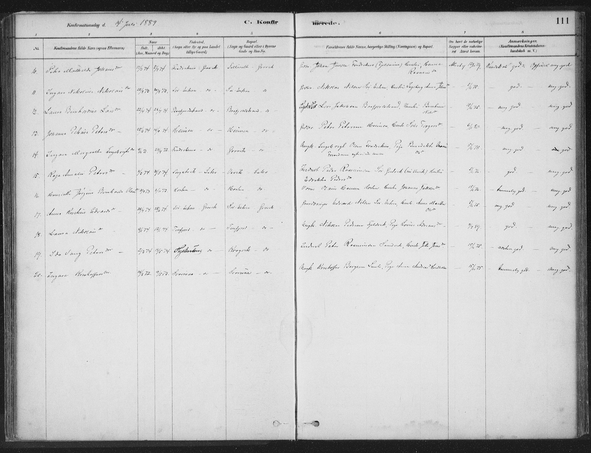 Ministerialprotokoller, klokkerbøker og fødselsregistre - Nord-Trøndelag, AV/SAT-A-1458/788/L0697: Parish register (official) no. 788A04, 1878-1902, p. 111