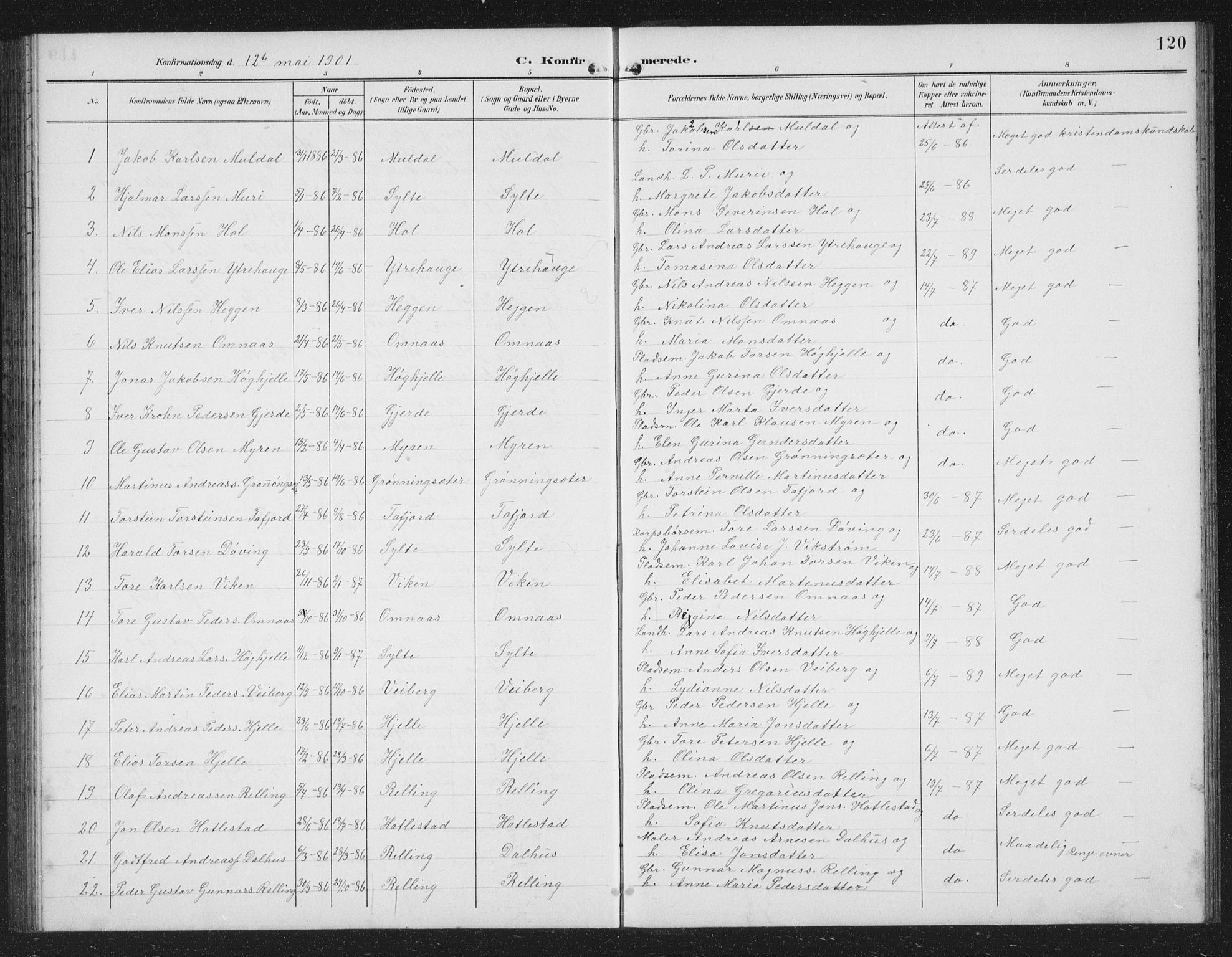 Ministerialprotokoller, klokkerbøker og fødselsregistre - Møre og Romsdal, AV/SAT-A-1454/519/L0264: Parish register (copy) no. 519C05, 1892-1910, p. 120