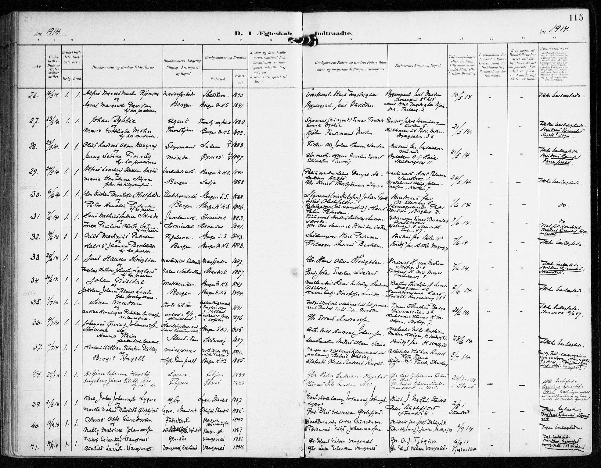 Mariakirken Sokneprestembete, SAB/A-76901/H/Haa/L0014: Parish register (official) no. C 2, 1900-1916, p. 115