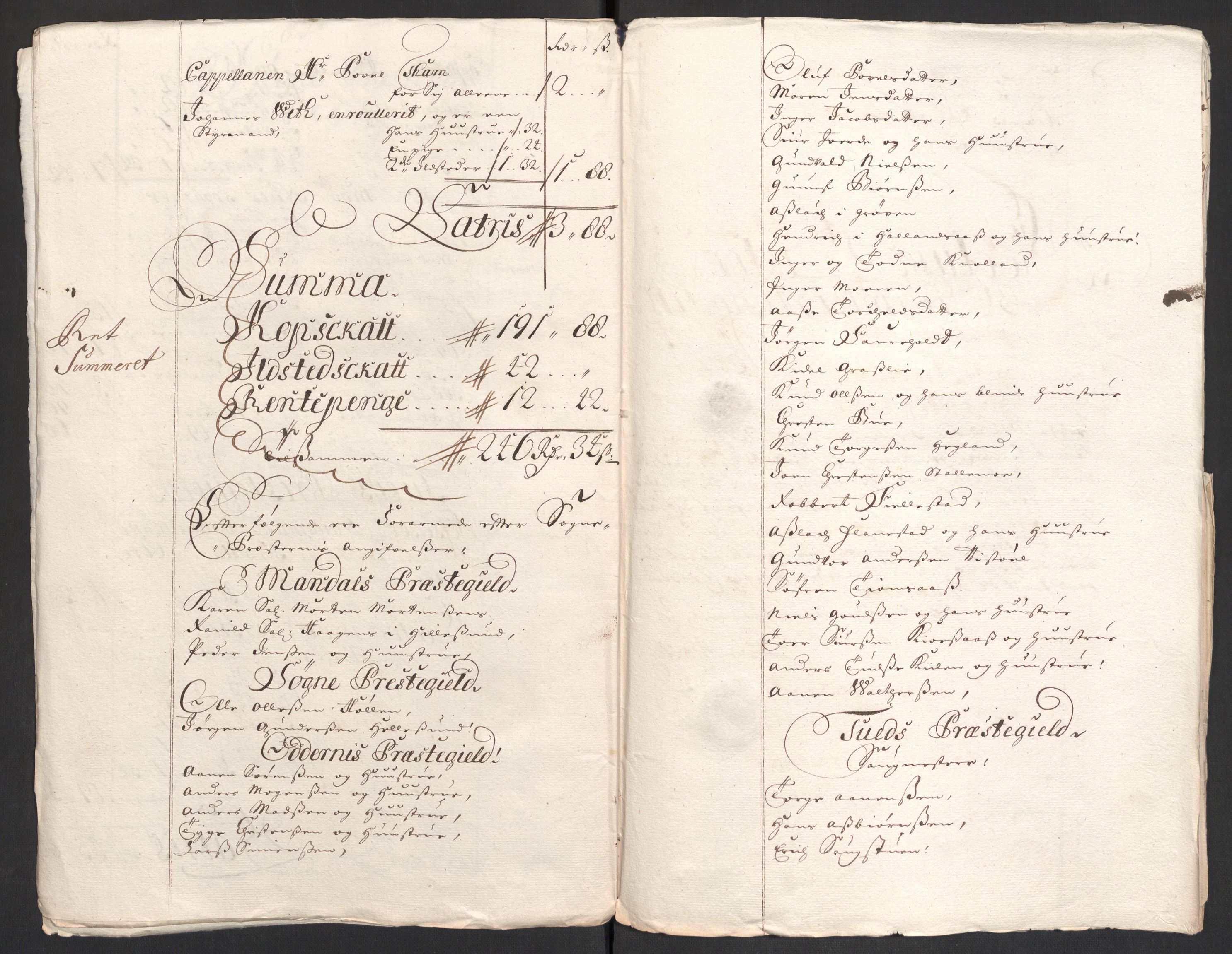 Rentekammeret inntil 1814, Reviderte regnskaper, Fogderegnskap, AV/RA-EA-4092/R43/L2554: Fogderegnskap Lista og Mandal, 1711, p. 107