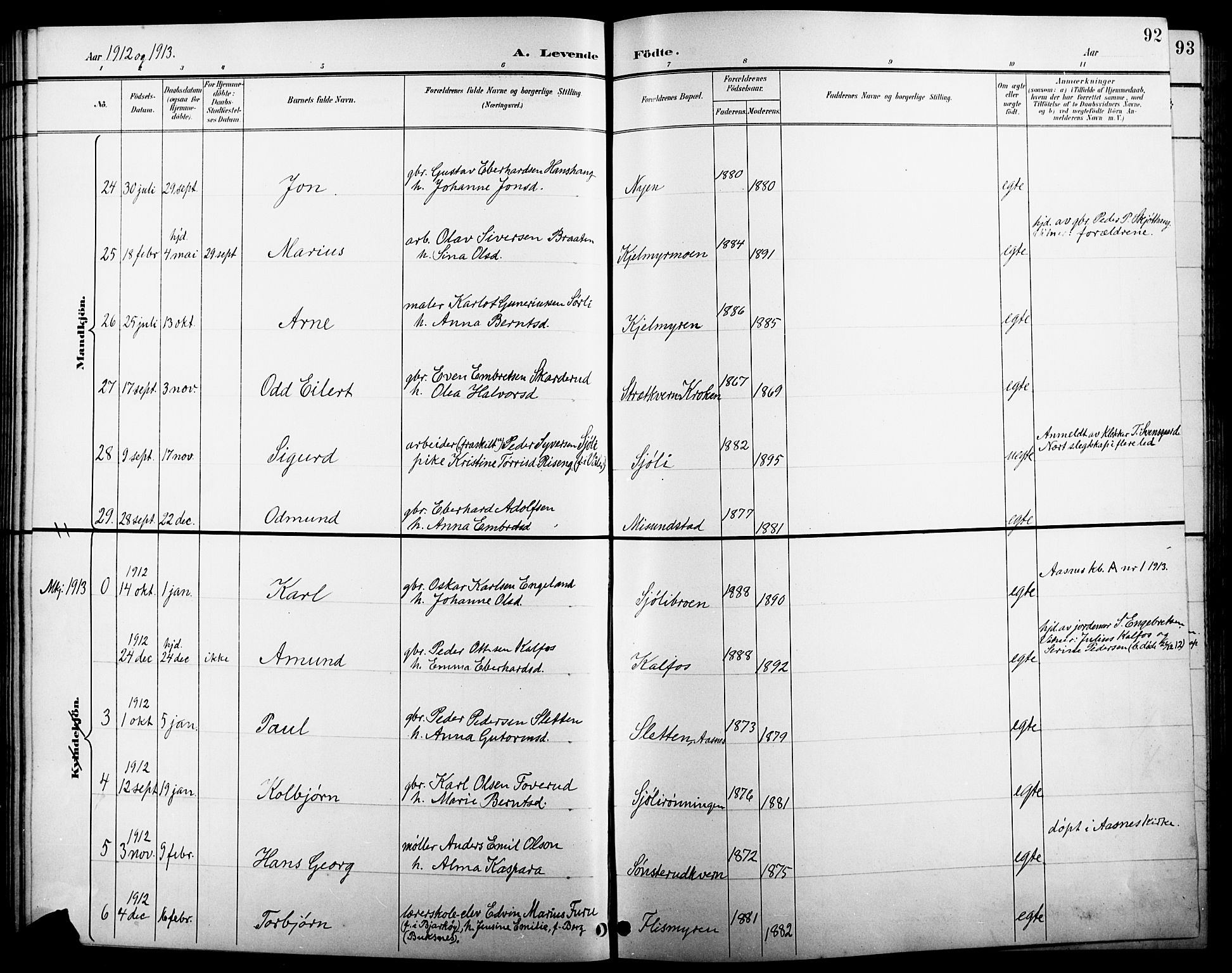 Åsnes prestekontor, AV/SAH-PREST-042/H/Ha/Hab/L0005: Parish register (copy) no. 5, 1895-1920, p. 92