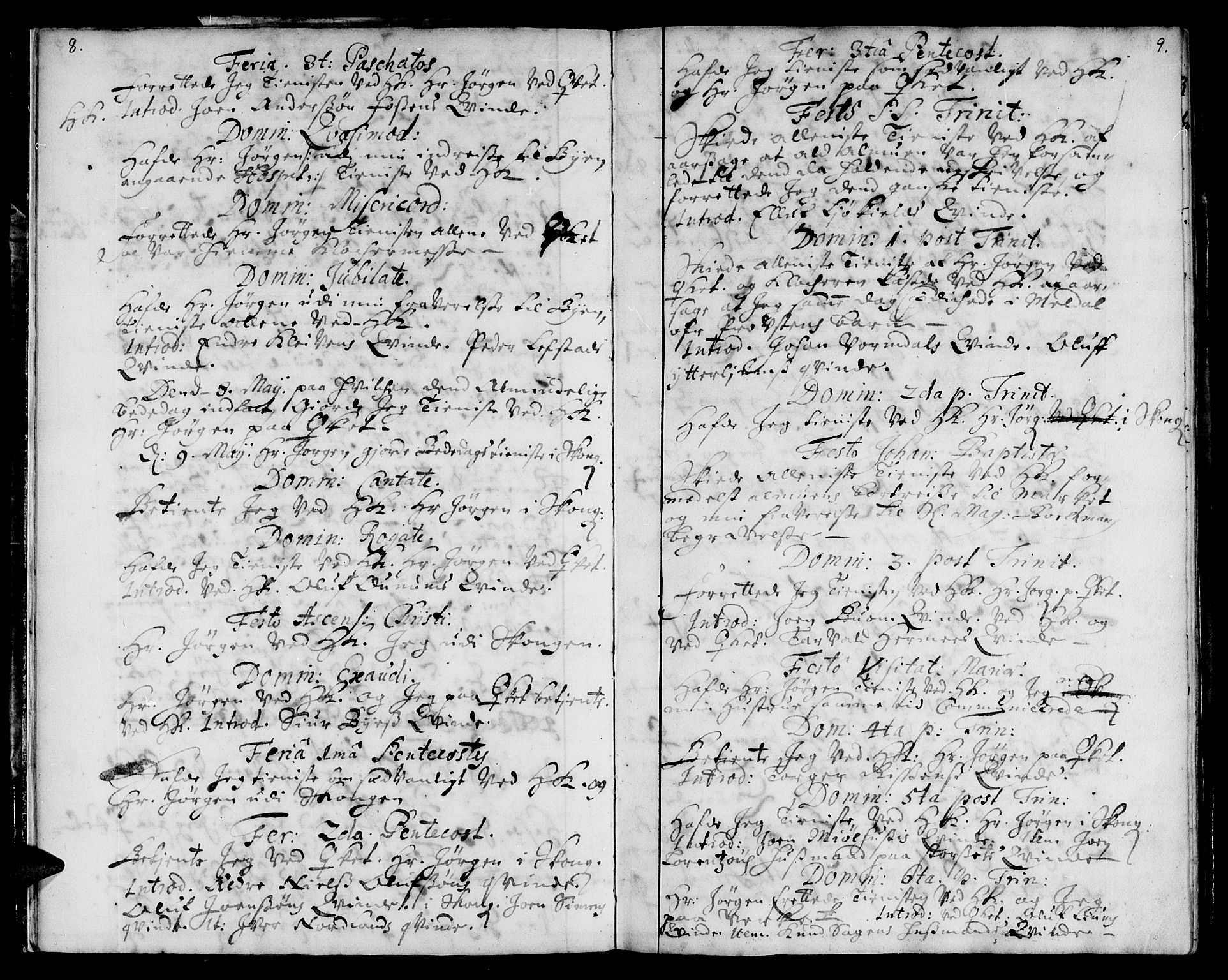 Ministerialprotokoller, klokkerbøker og fødselsregistre - Sør-Trøndelag, AV/SAT-A-1456/668/L0801: Parish register (official) no. 668A01, 1695-1716, p. 8-9