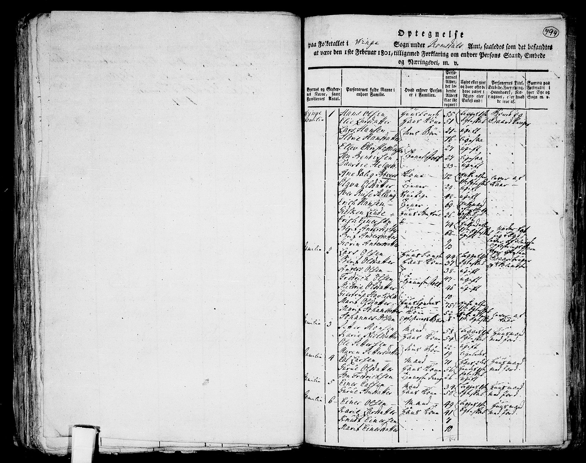 RA, 1801 census for 1612P Hemne, 1801, p. 793b-794a