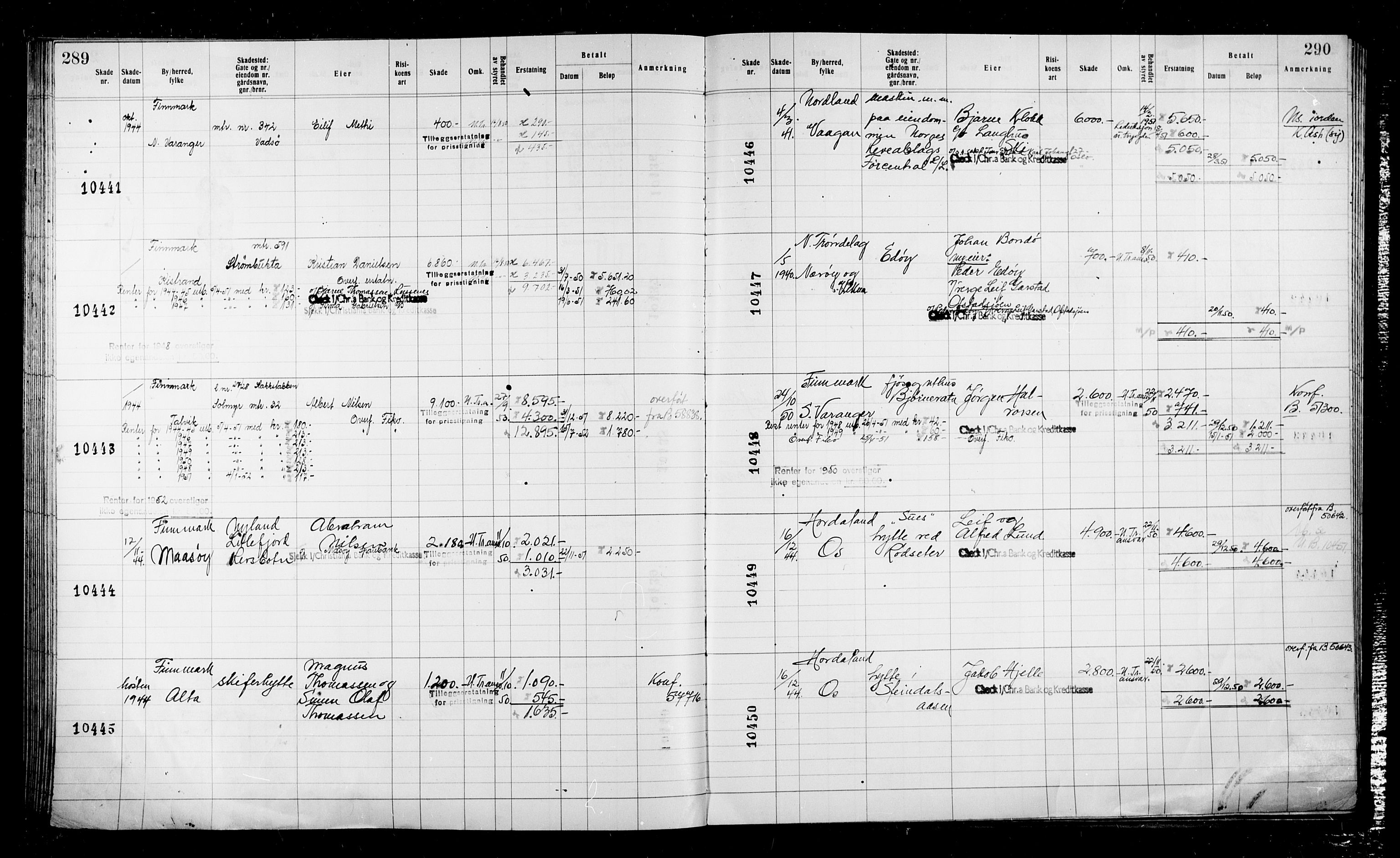 Krigsskadetrygdene for bygninger og løsøre, AV/RA-S-1548/V/L0043: Bygning, ikke trygdet., 1940-1945, p. 289-290