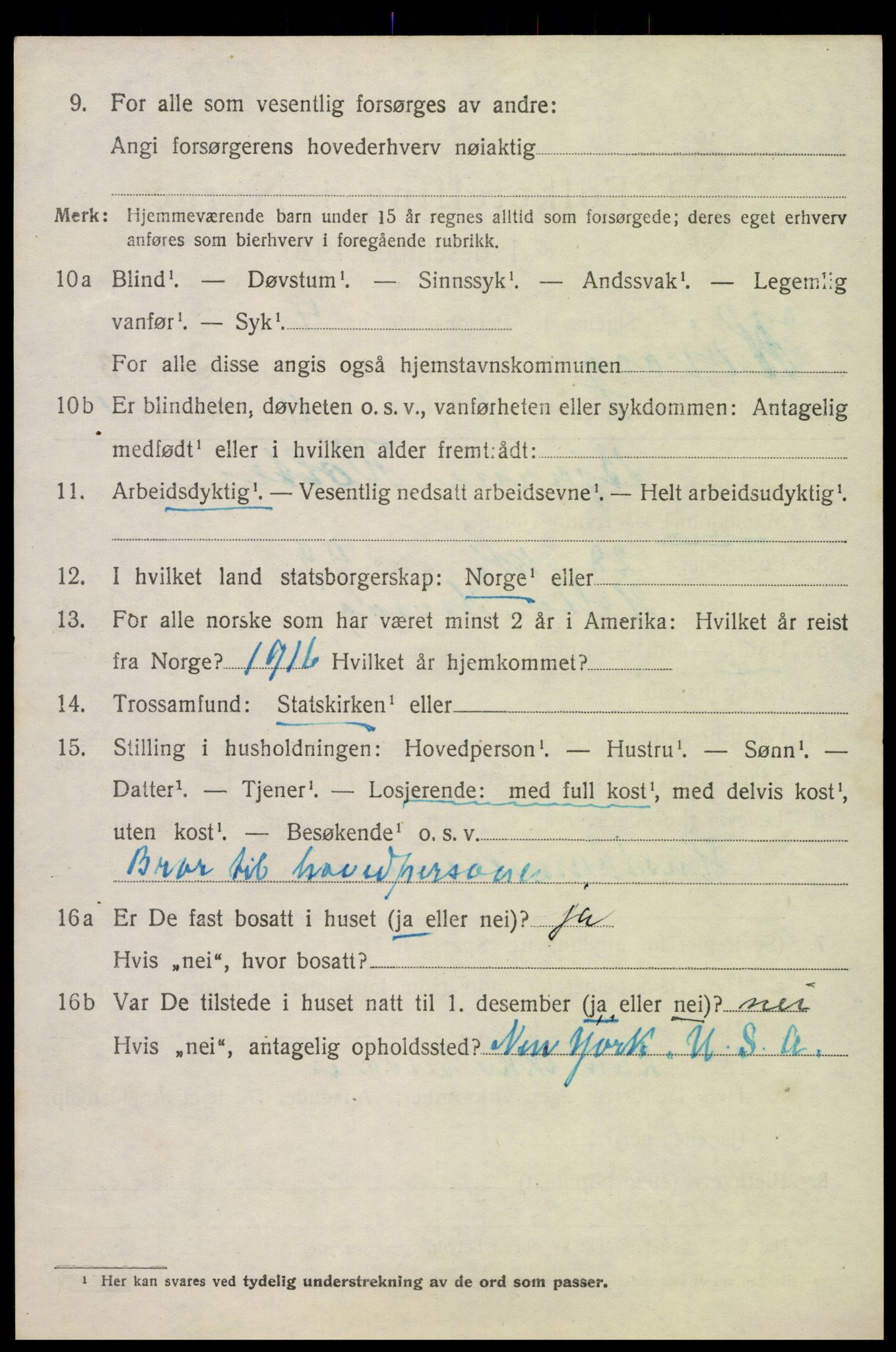 SAK, 1920 census for Høvåg, 1920, p. 1497