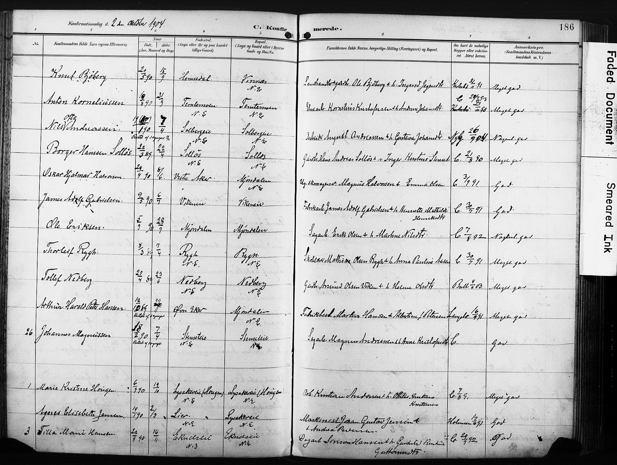 Nedre Eiker kirkebøker, AV/SAKO-A-612/F/Fa/L0005: Parish register (official) no. 5, 1898-1905, p. 186